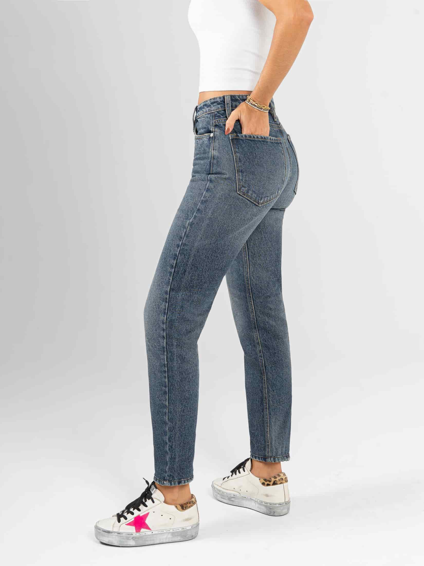 Ref: 066490 Jean Mom fit, rígido, tiro alto, tono azul oscuro. - miniatura 2