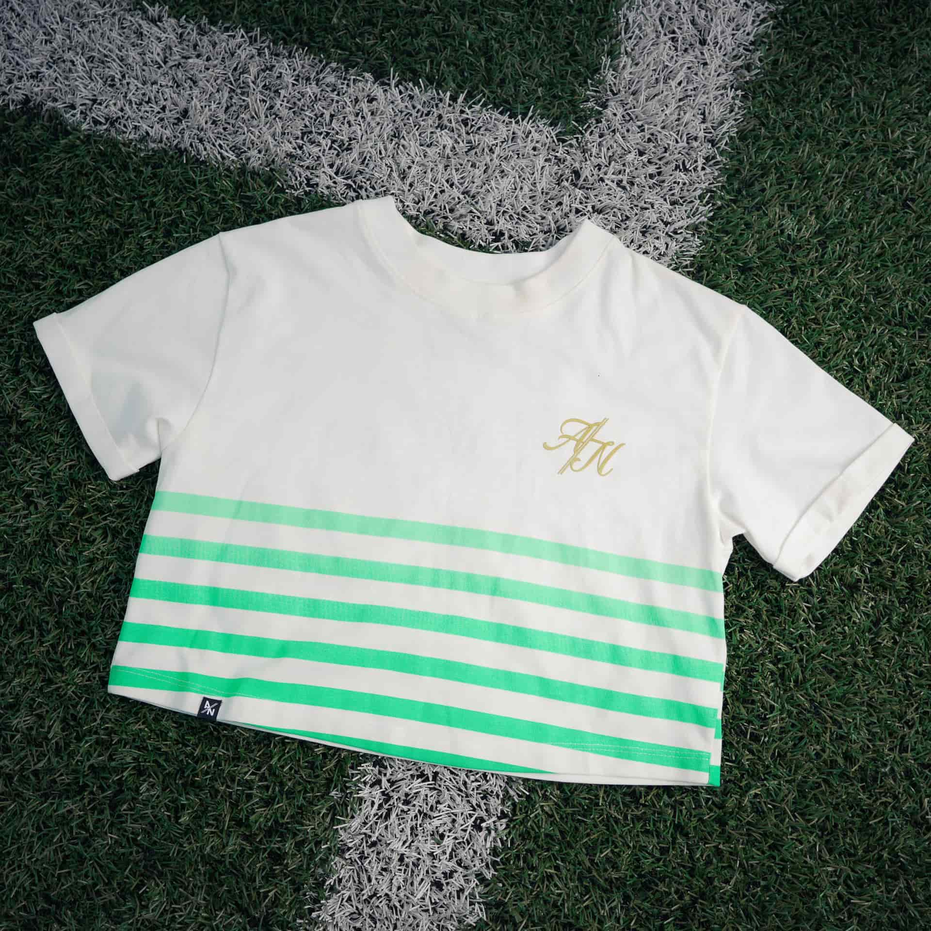 CAMISETA CROP RAYAS VERDES MUJER - miniatura 1