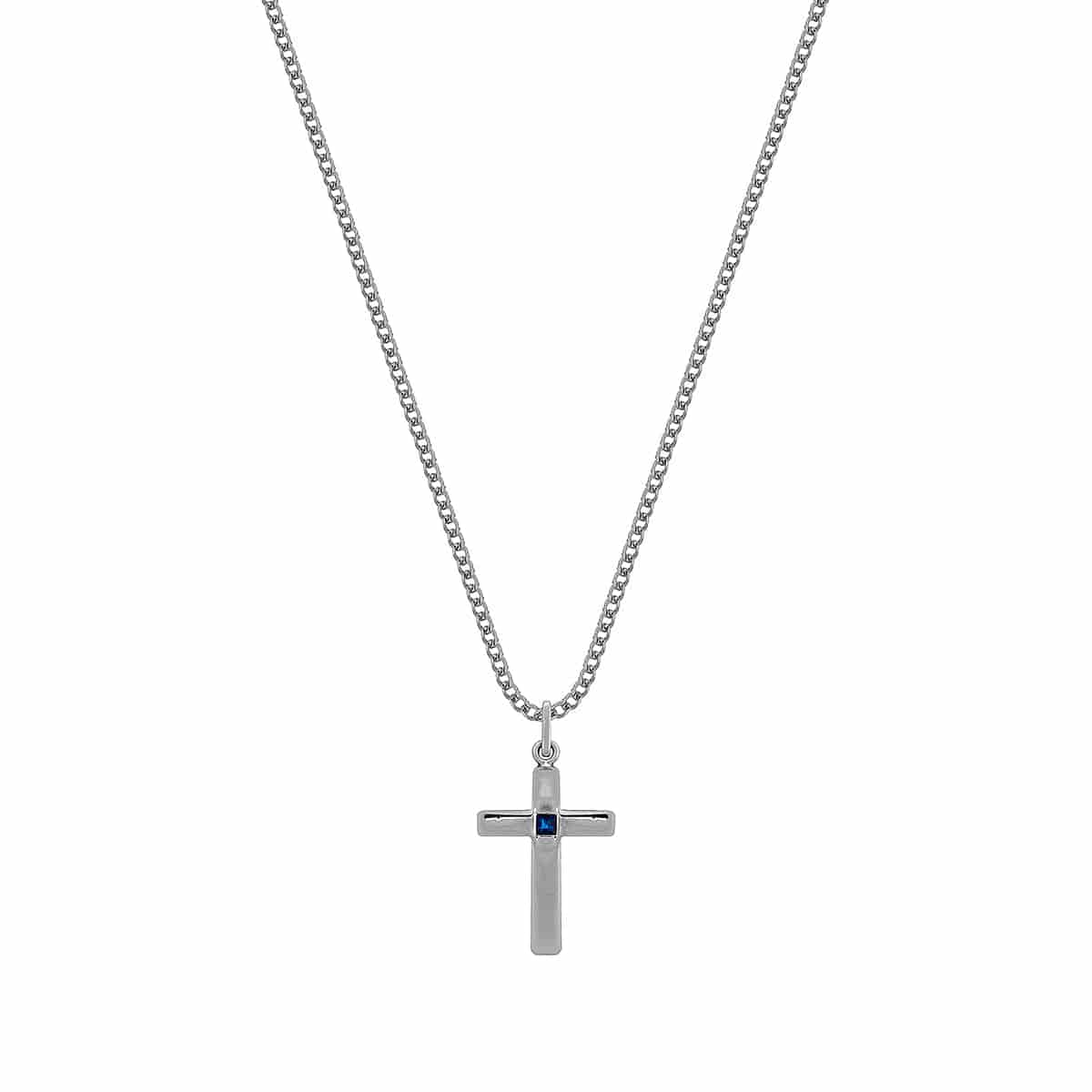 AXIS CROSS NECKLACE | CADENA CON DIJE EN FORMA DE CRUZ EN PLATA LEY 925 Y PIEDRA - miniatura 4