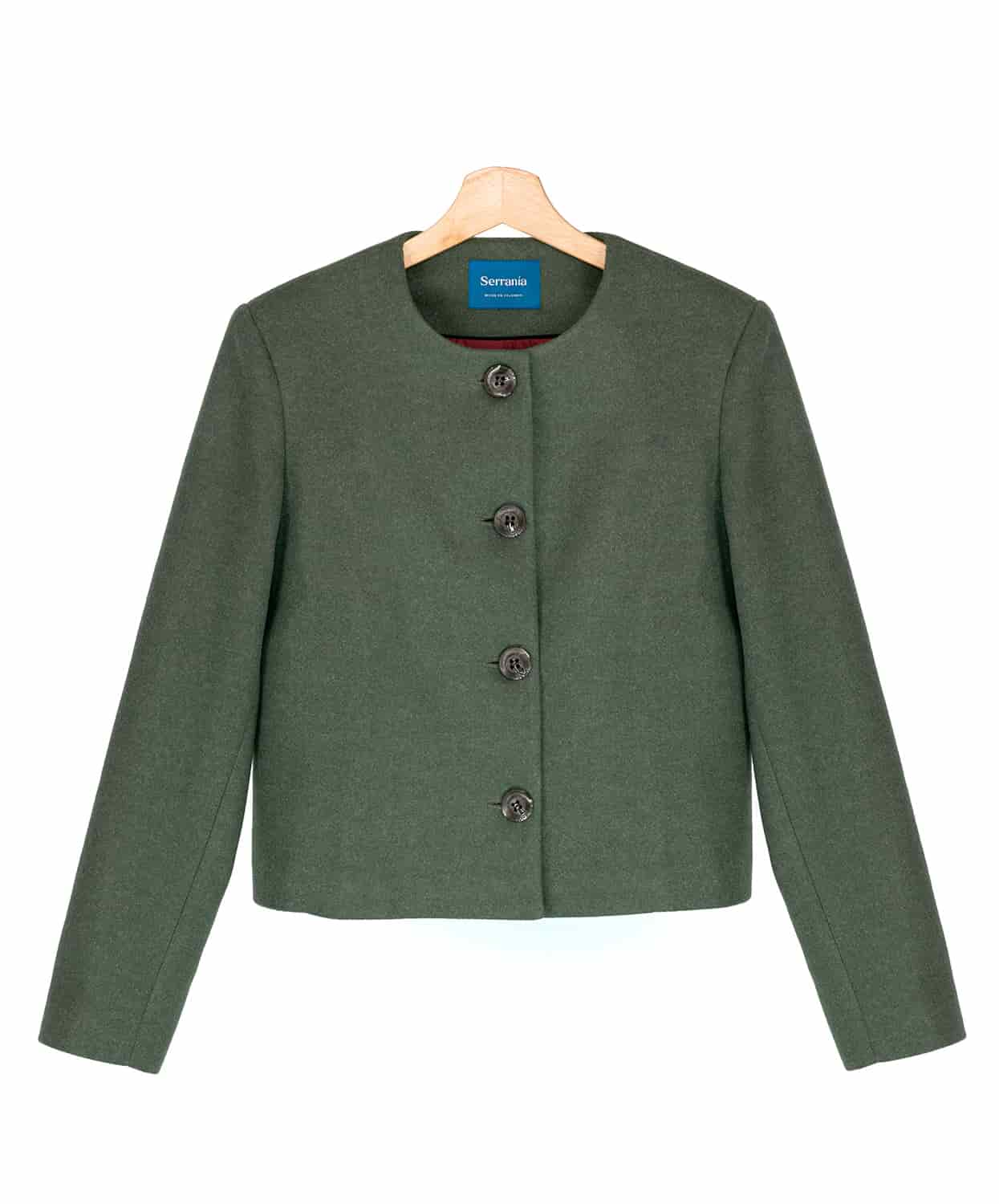 Chaqueta Cropped en Paño Verde Estocolmo - miniatura 10