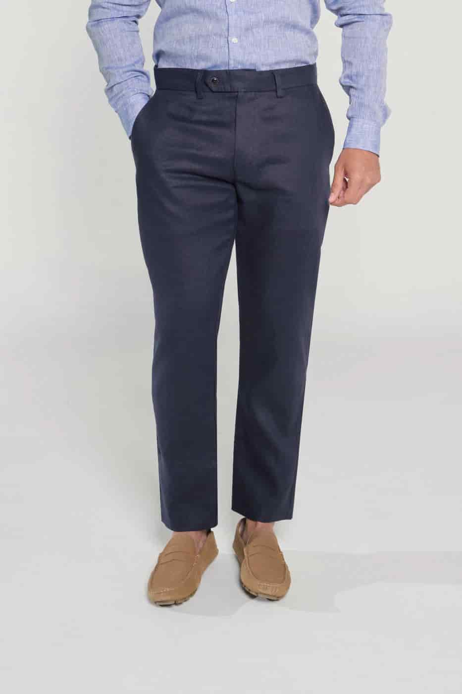 Pantalón Slim Lino Azul Navy - miniatura 1