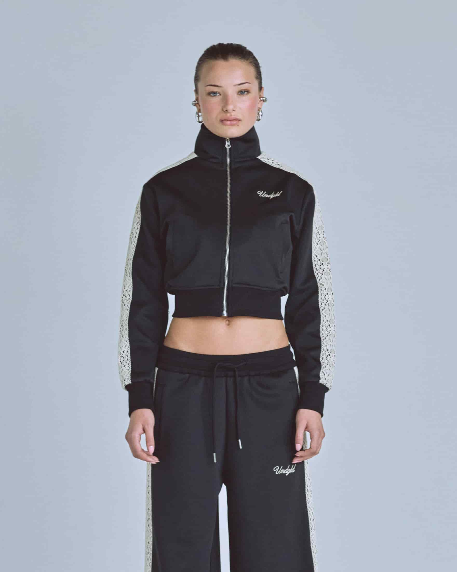 W Basics Undgld Lace-panel Track Jacket Black - miniatura 2