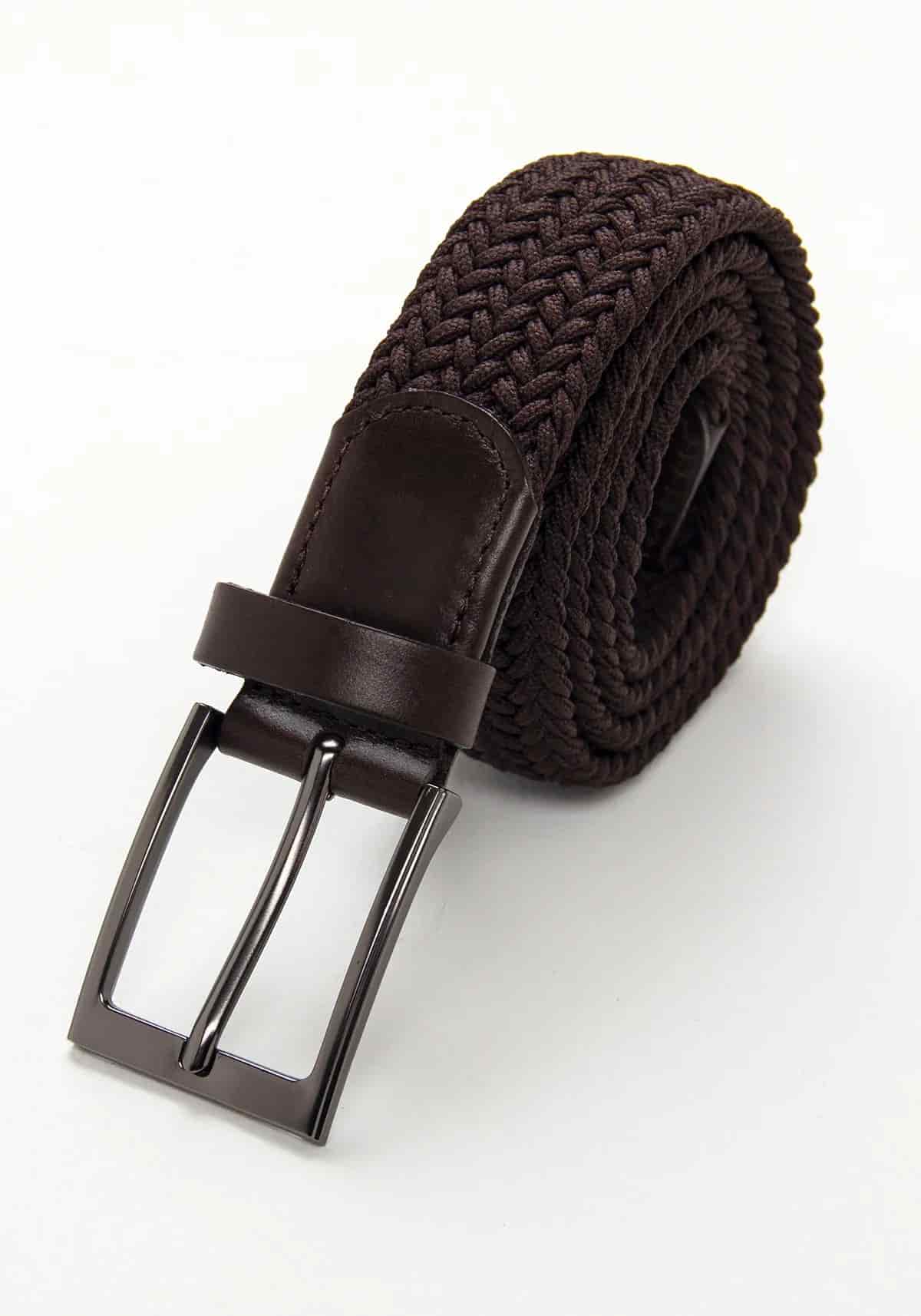 Cinturón Trenzado Elástico Chocolate - miniatura 1