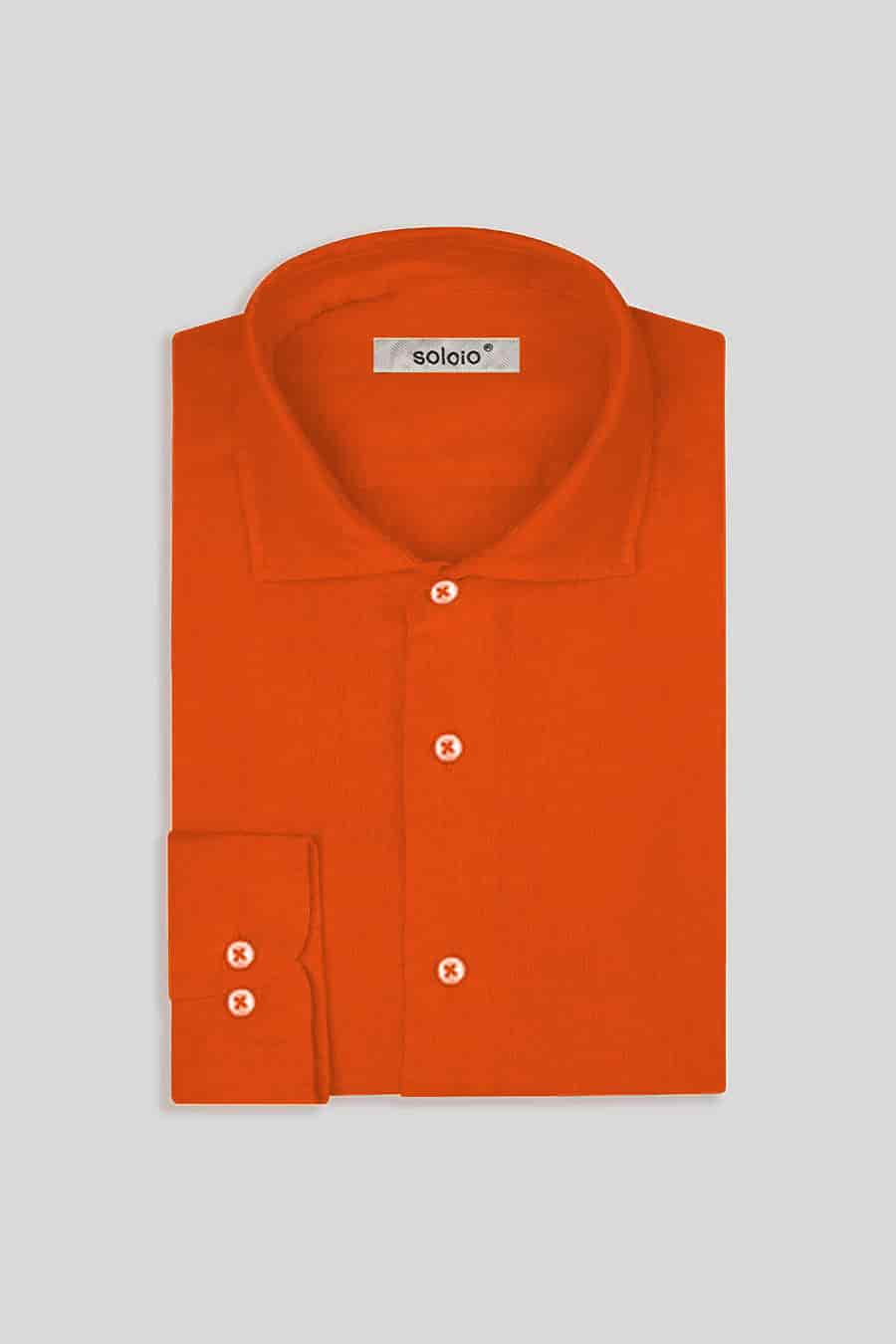 Men's linen shirt orange - miniatura 5