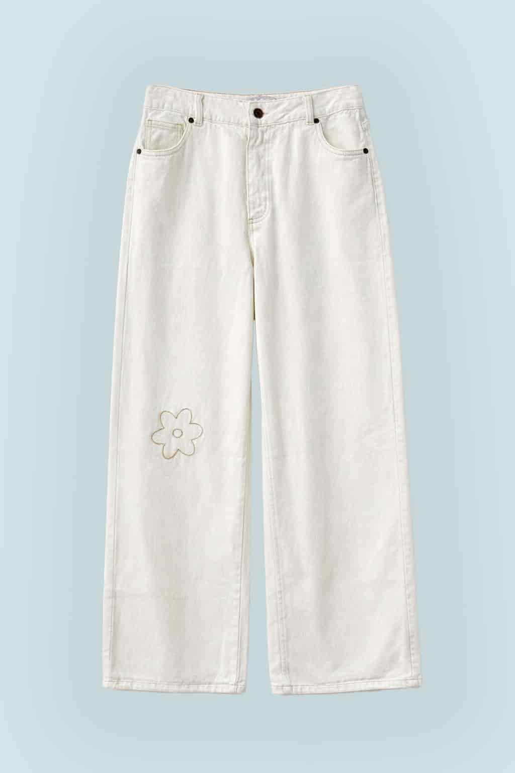 Jeans Flor Bordada Crudo - miniatura 14