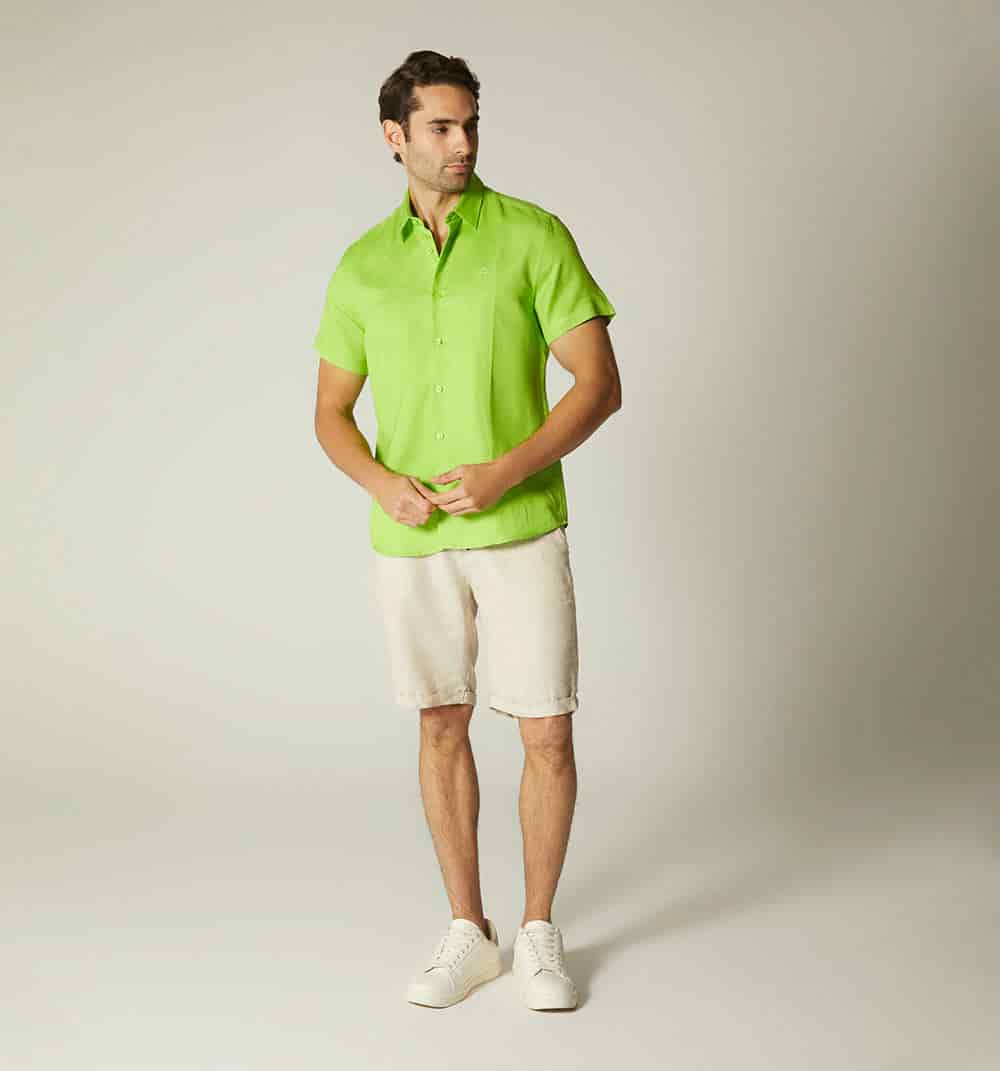 Camisa  para  hombre  en lino  manga cor - miniatura 9