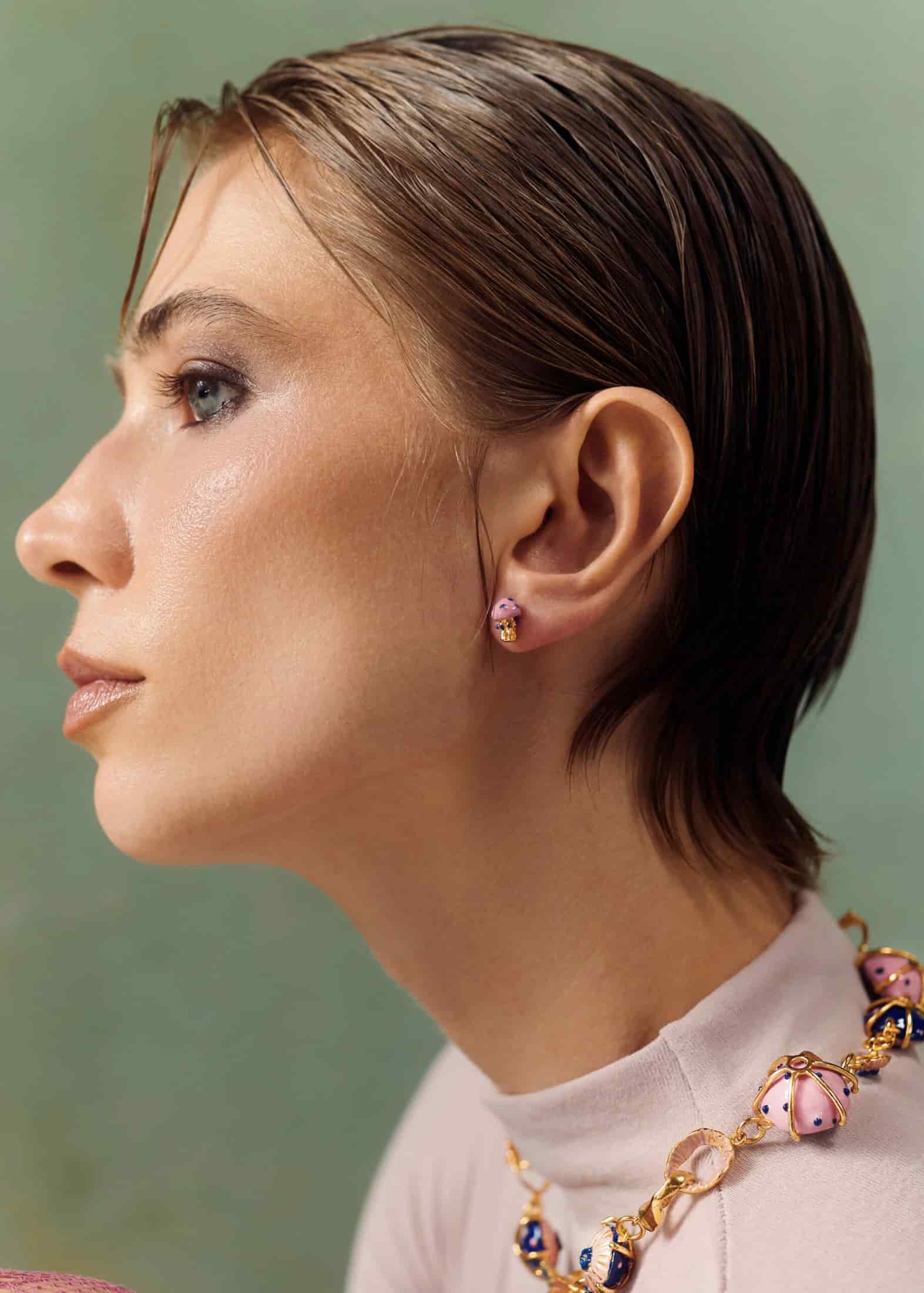 aretes seticas rosa - miniatura 2