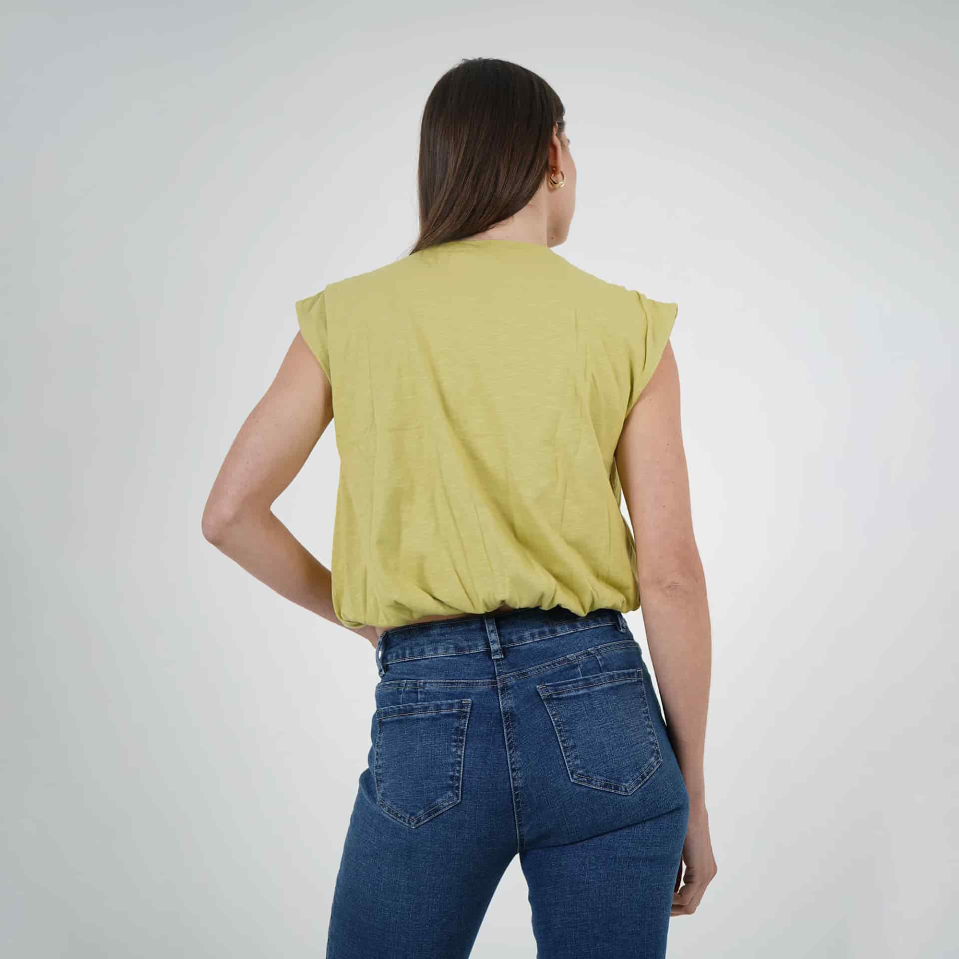 Camiseta crop top globo cuello redondo manga rodada - miniatura 3