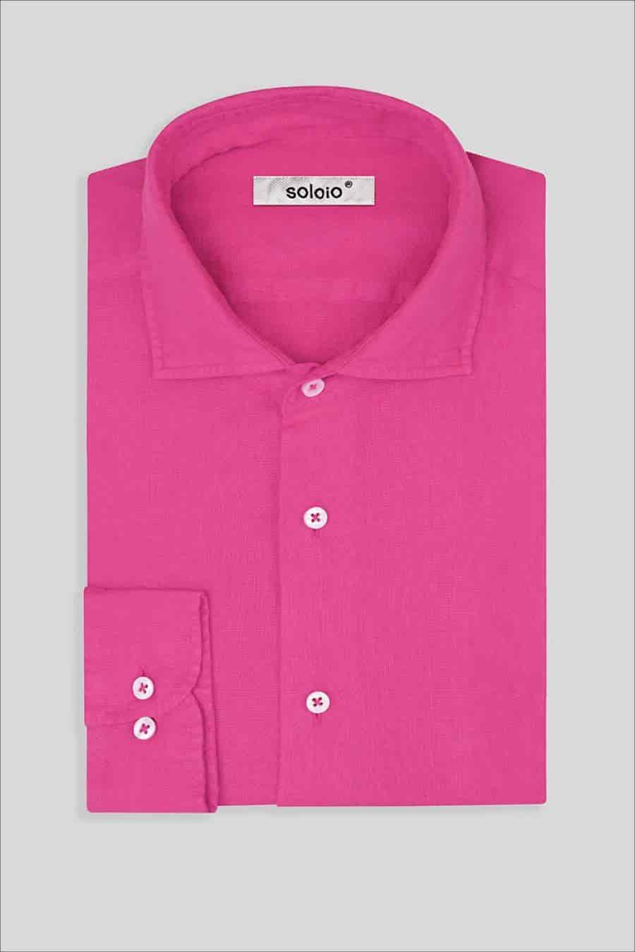 Men's linen shirt light fuxia - miniatura 3
