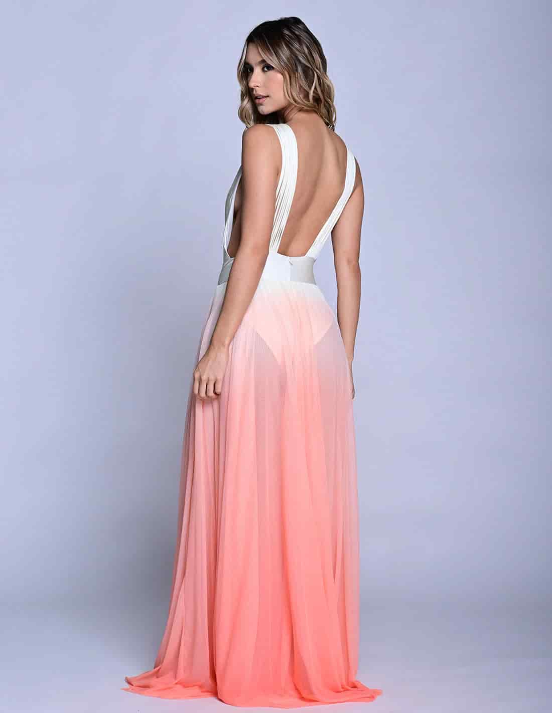 Vestido Equinoccio Ivory + Salmon Flower - miniatura 2