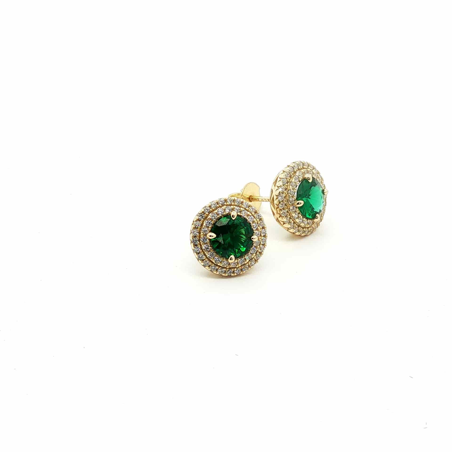 Double Halo Earrings Green - miniatura 4