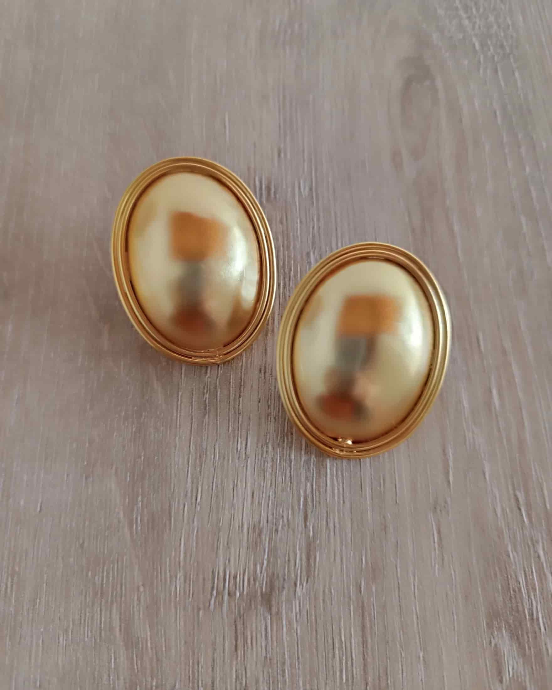 Aretes Topos ovalados doble hilo Dorado Mate - miniatura 4