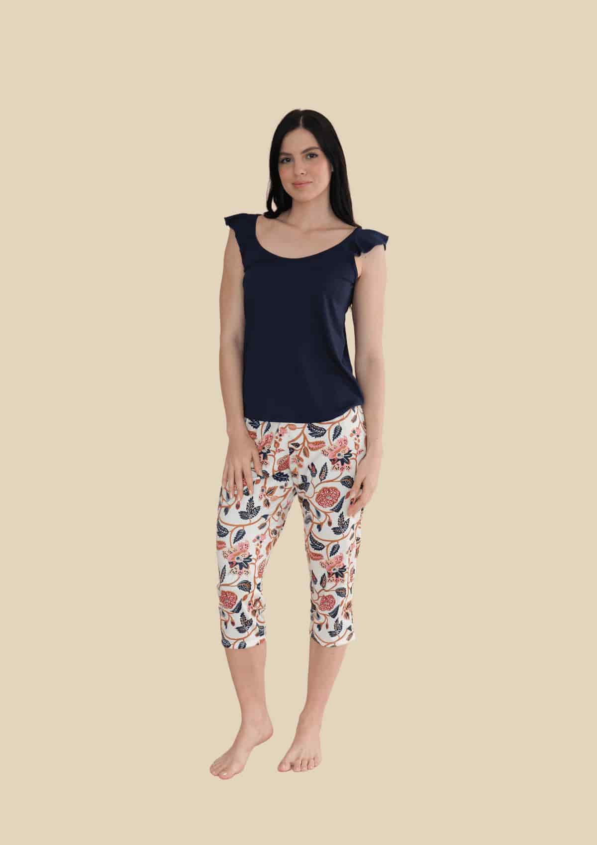 Pijama Capri Estampado Azul - miniatura 1