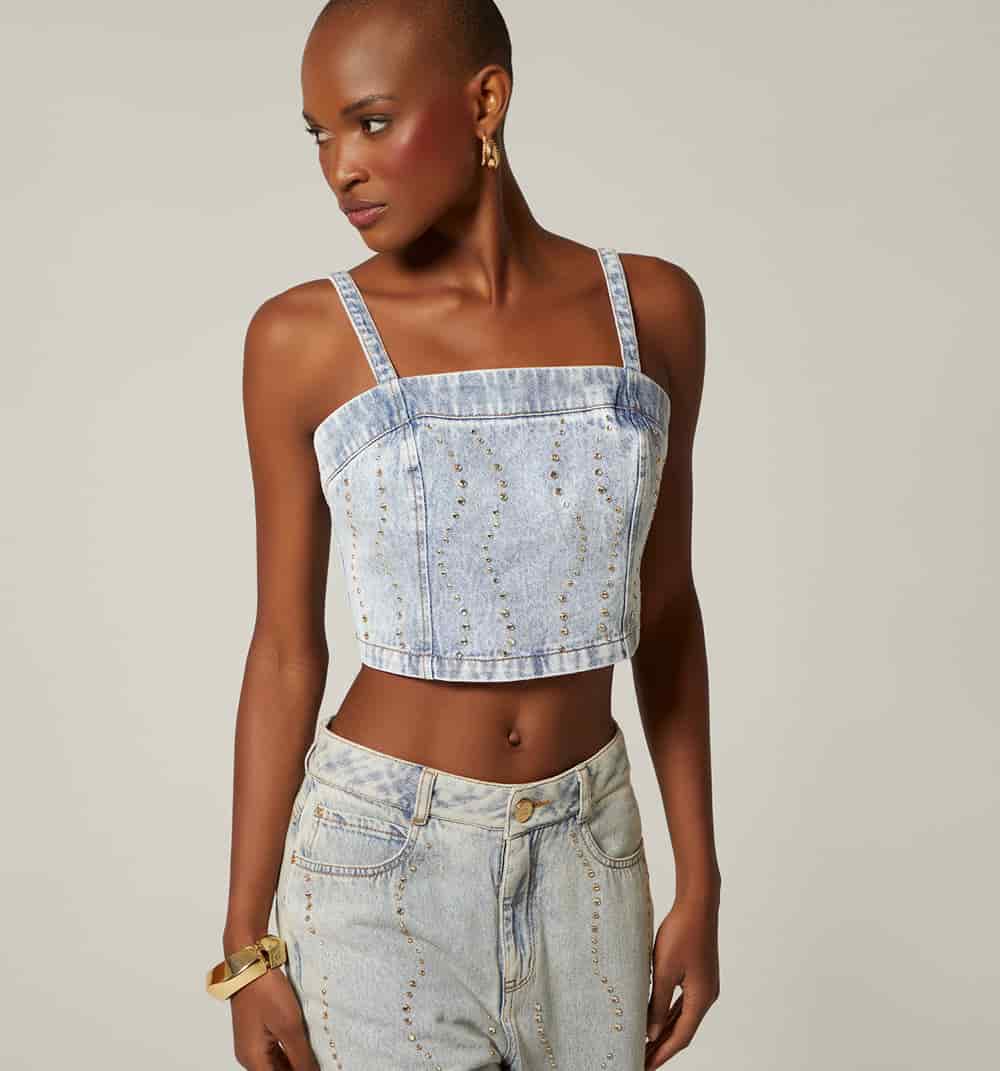Blusa de tiras con cristales - miniatura 2