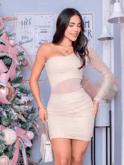 Vestido Corto Eloise Brillo champaña - miniatura 1
