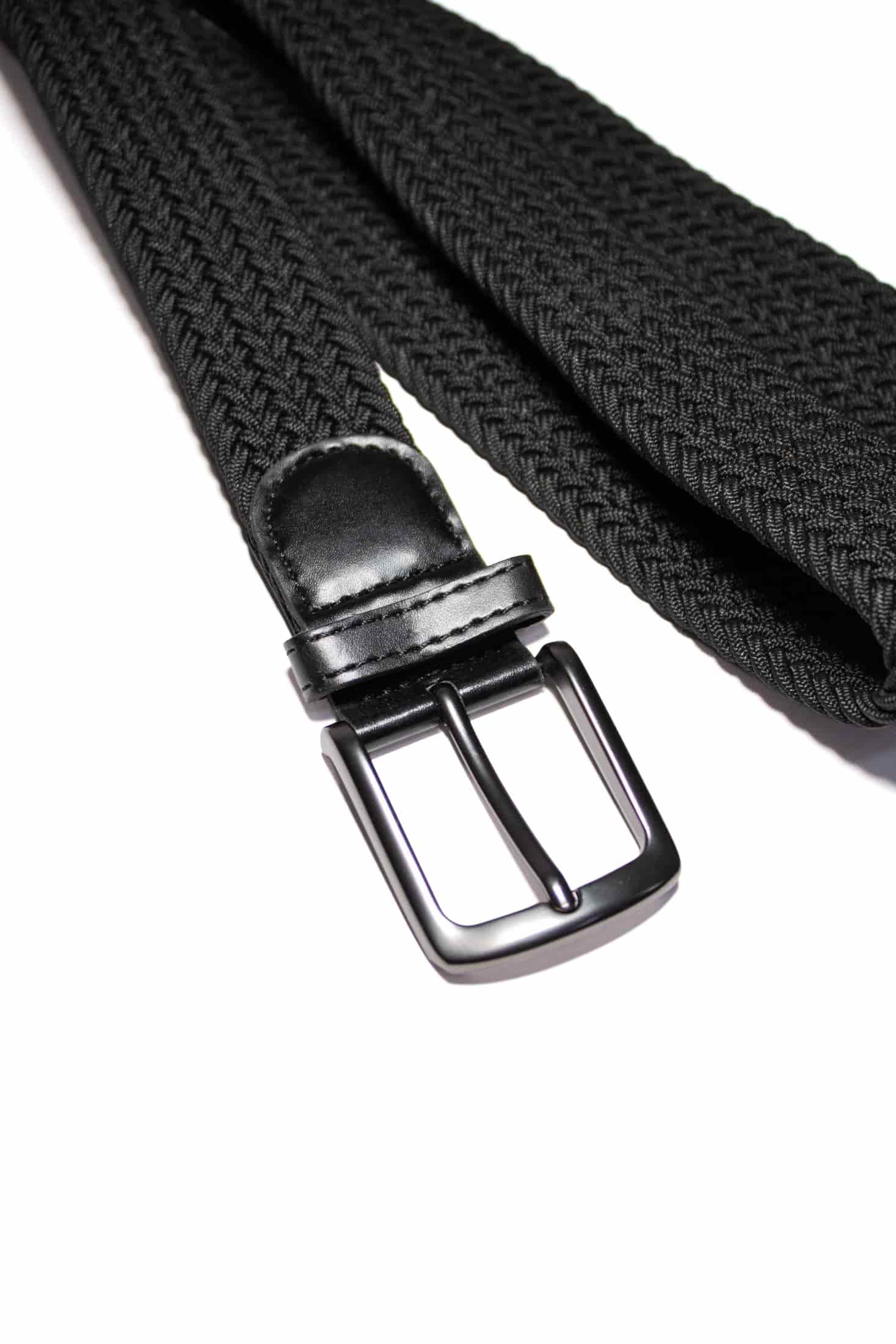 CORREA TRENZADA NEGRA PARA HOMBRE - miniatura 2