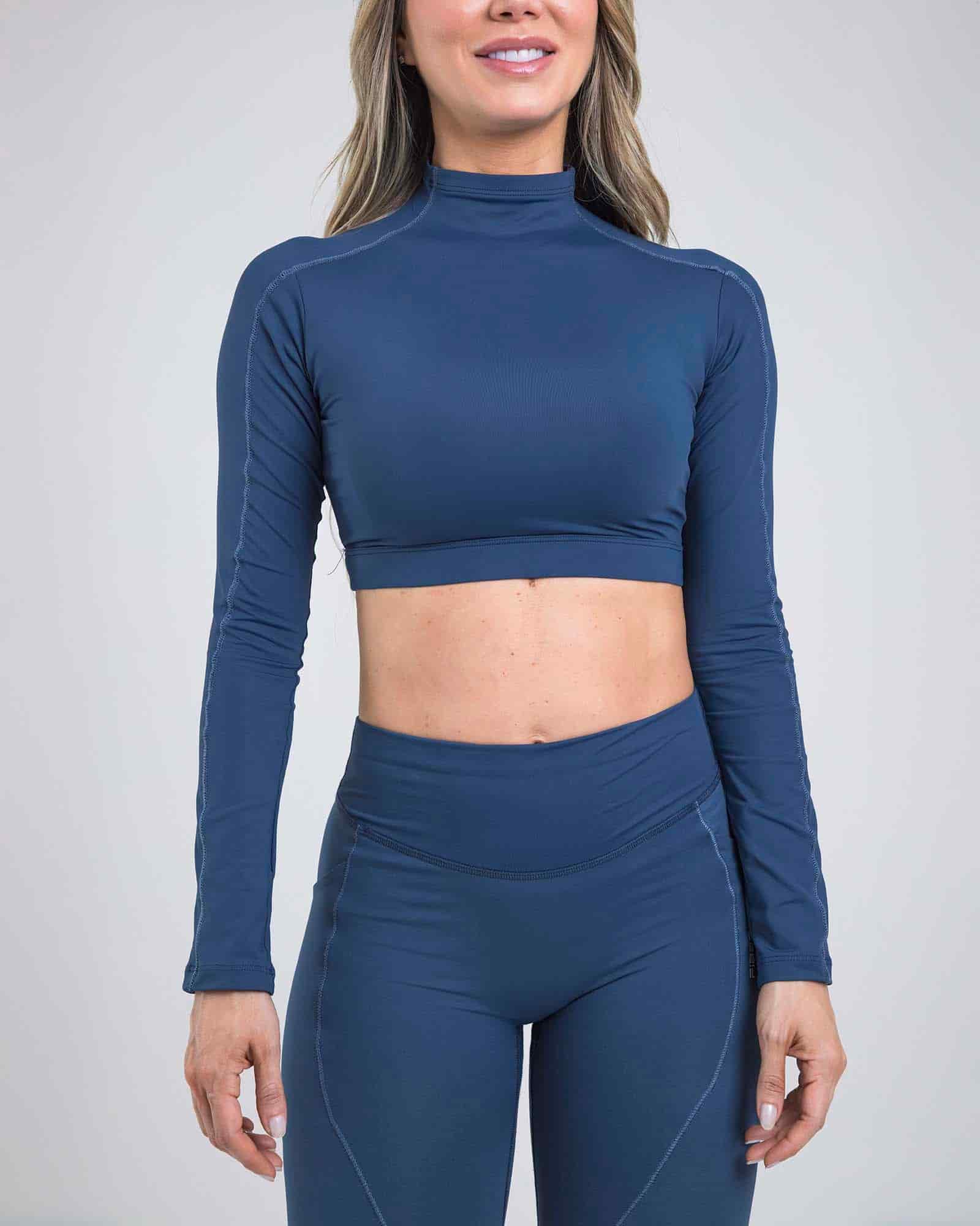 Top manga larga bold trek azul fusion outdoor FIBER - miniatura 6