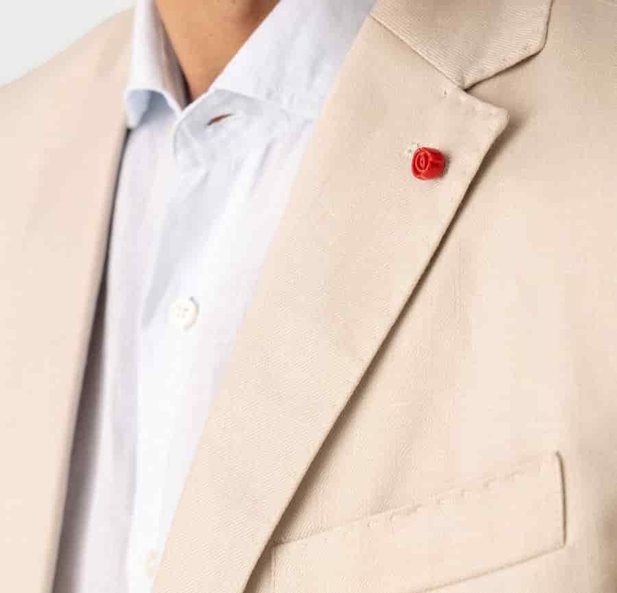 Men's mixed fabric beige vittorio set - miniatura 3