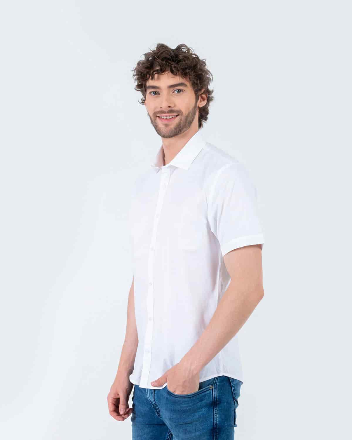 Camisa blanca manga corta para hombre - miniatura 70