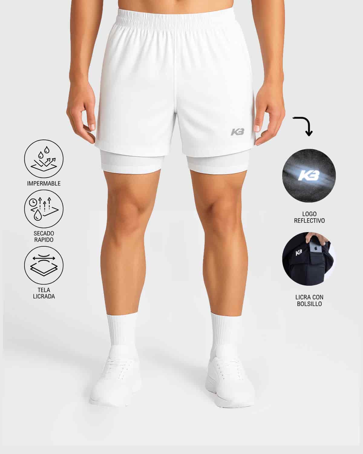 Pantaloneta Running Con Licra ┃KBMEN RF.343 - miniatura 3