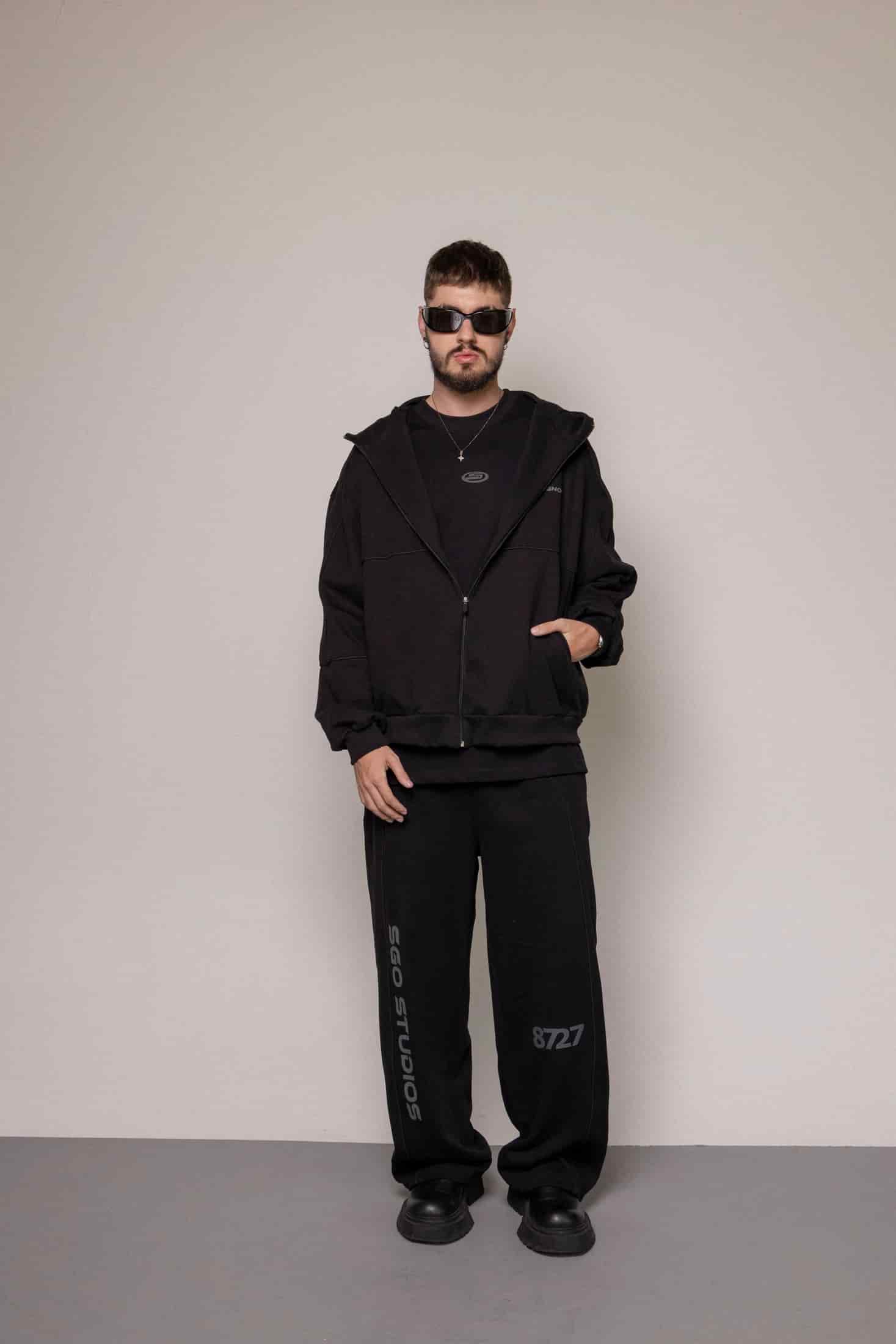 SET HOODIE Y SUDADERA 8727 -NEGRO - miniatura 1