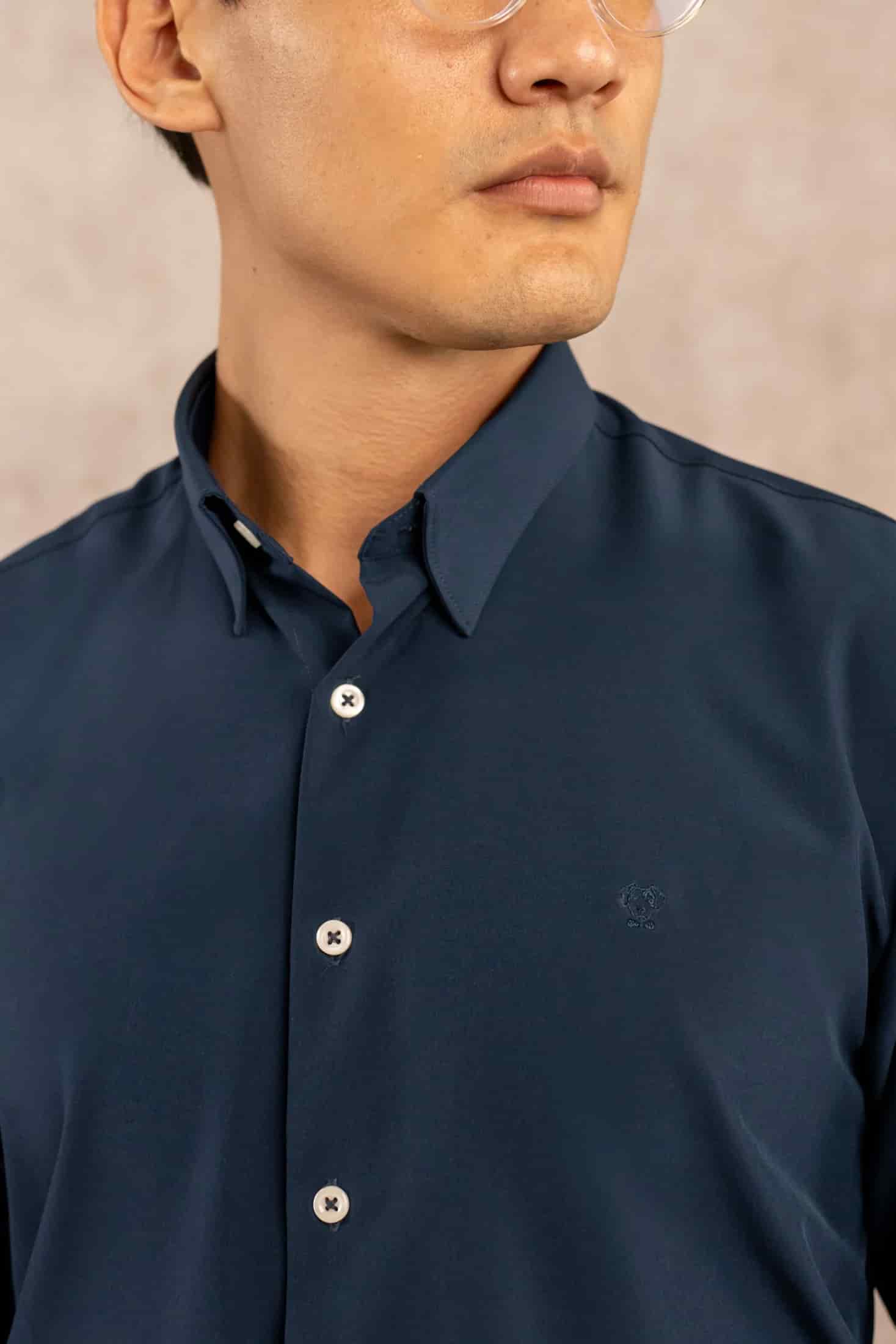 Camisa Performance Antiarrugas Azul Oscuro - miniatura 12