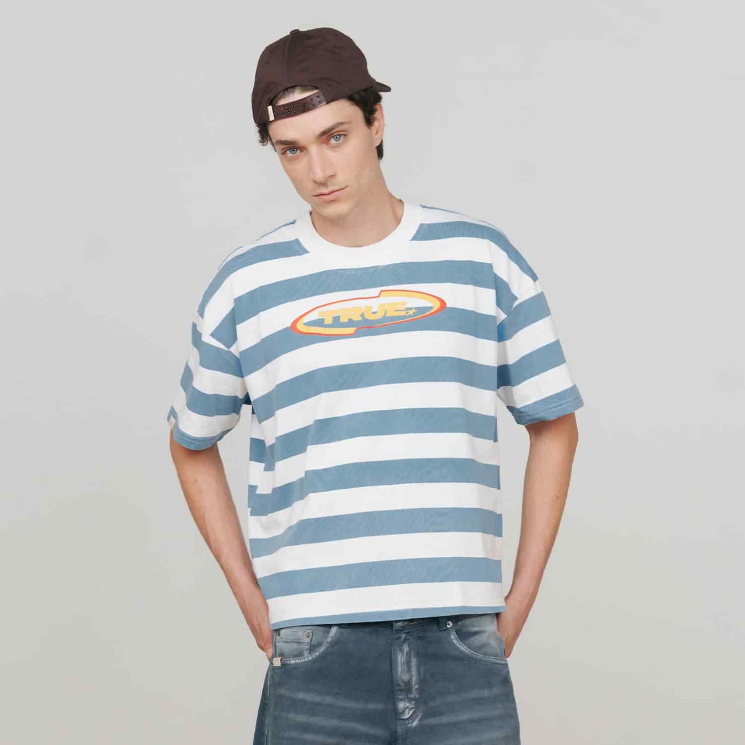 Racing Stripes Boxy Tee - Blue - miniatura 3