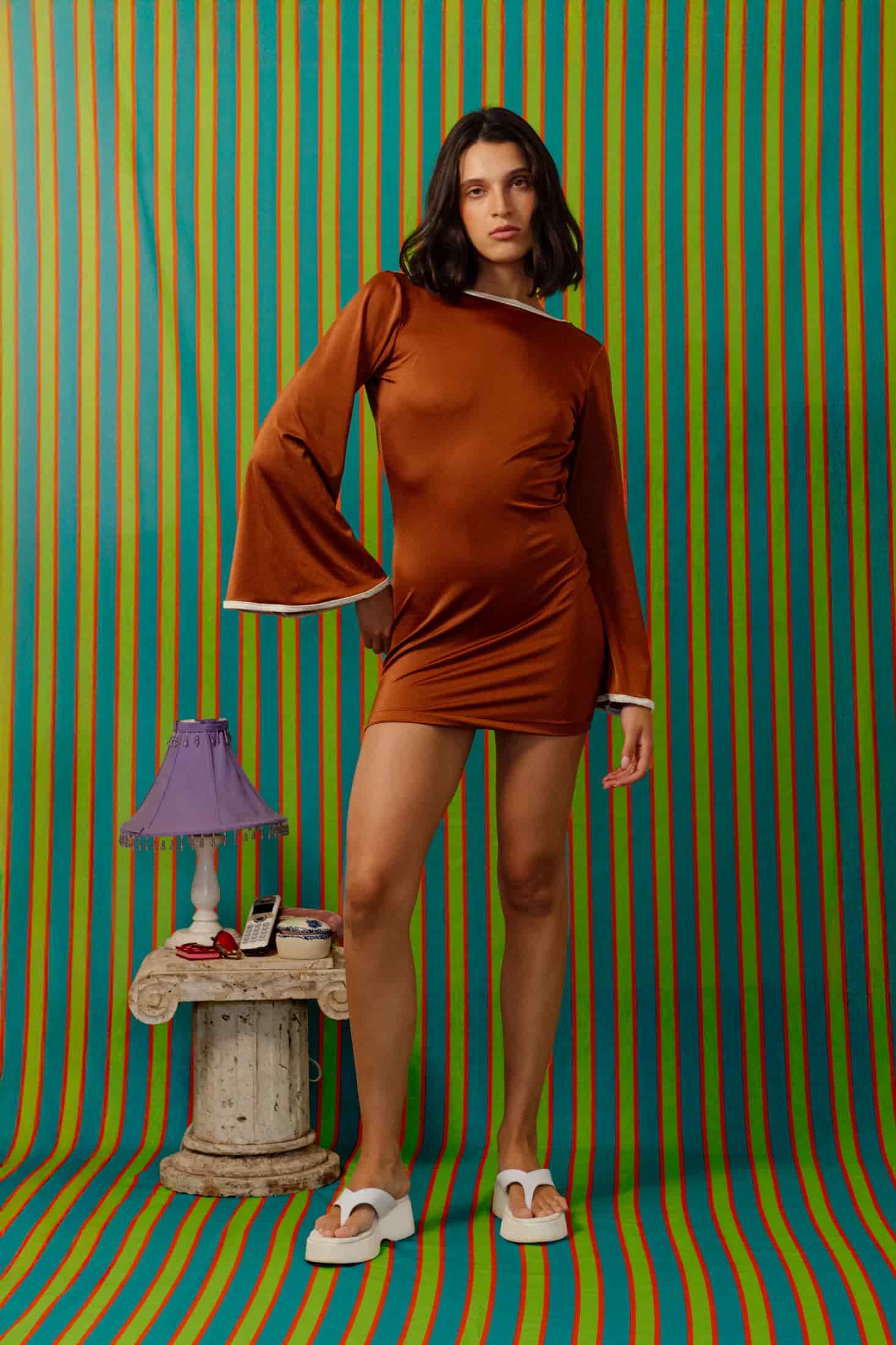 Lallywood Dress In Brown - miniatura 3