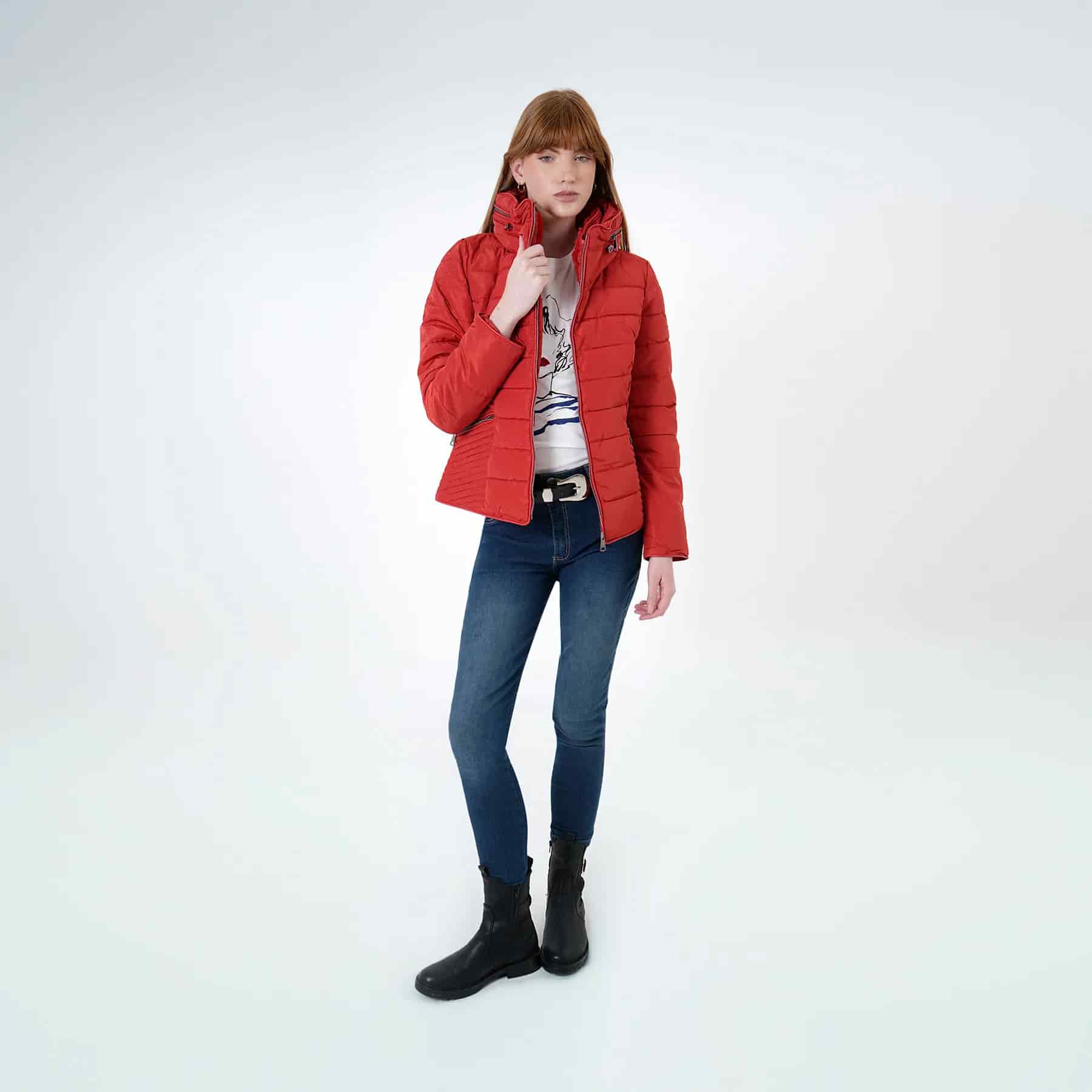 Chaqueta acolchada cuello alto con capucha interna - miniatura 53