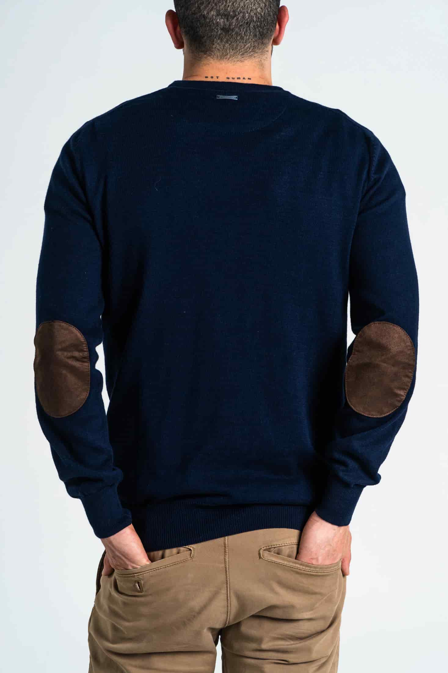 Saco Coderas Cuello V Algodón Azul Oscuro - miniatura 3