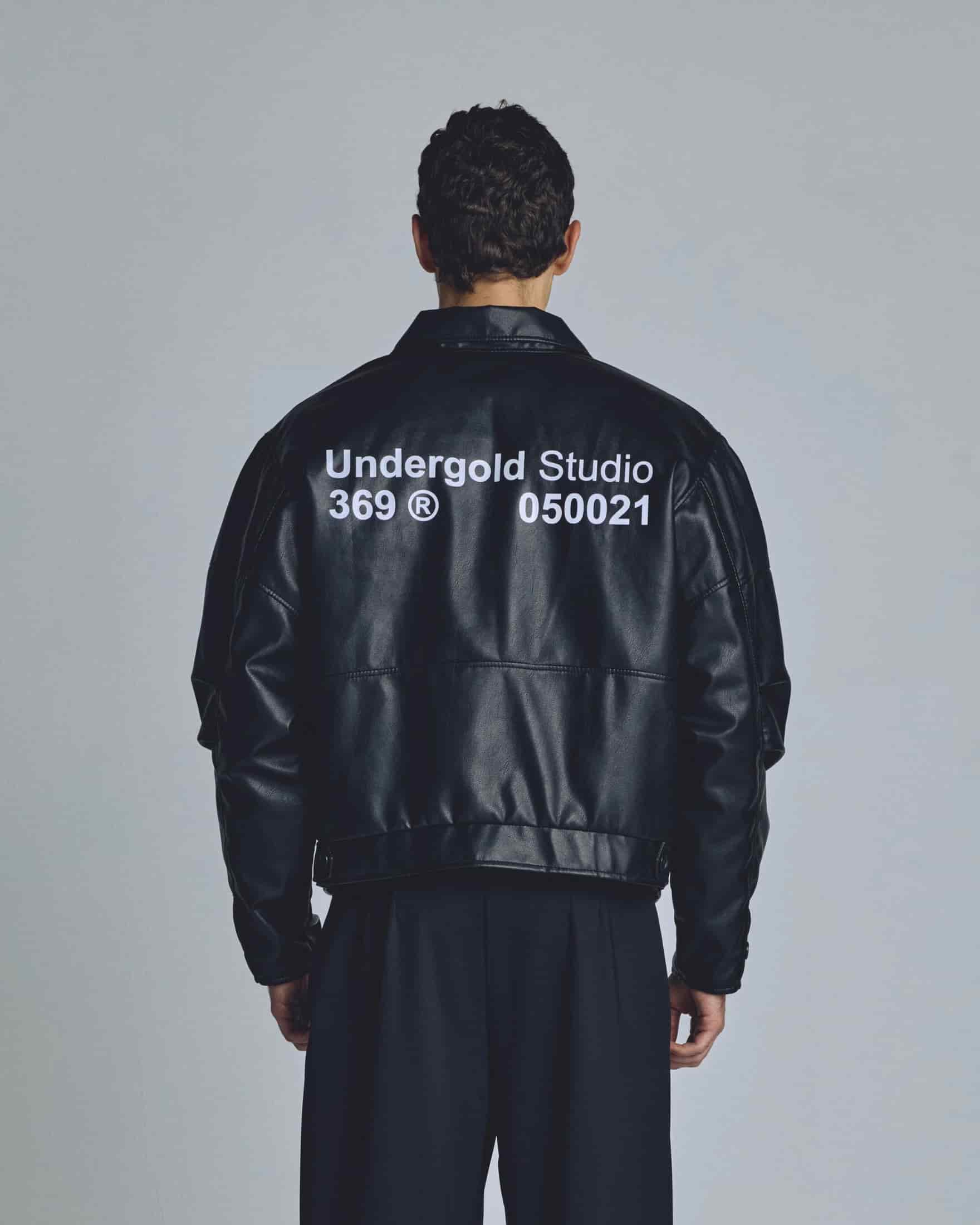 Basics Undergold Studio Leather Boxy Fit Jacket Black - miniatura 6