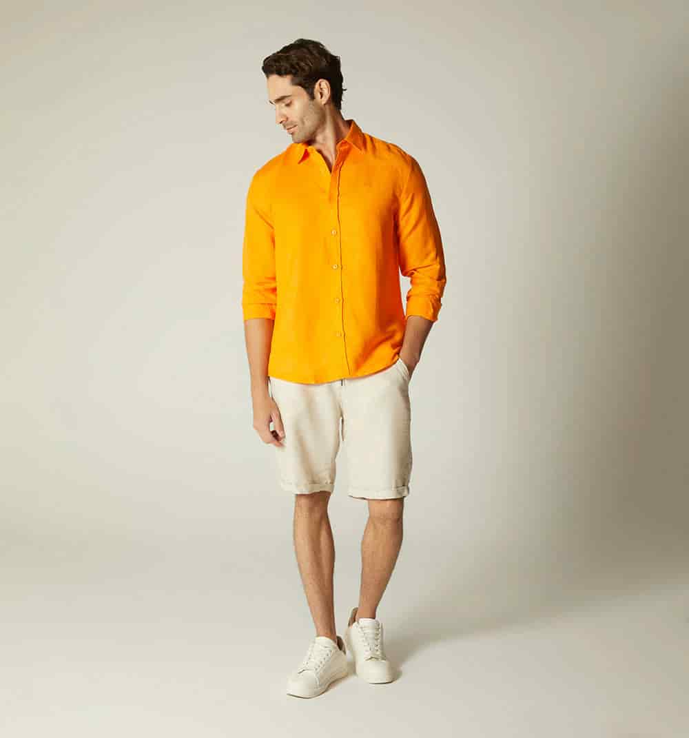 Camisa en lino para hombre manga larga - miniatura 3