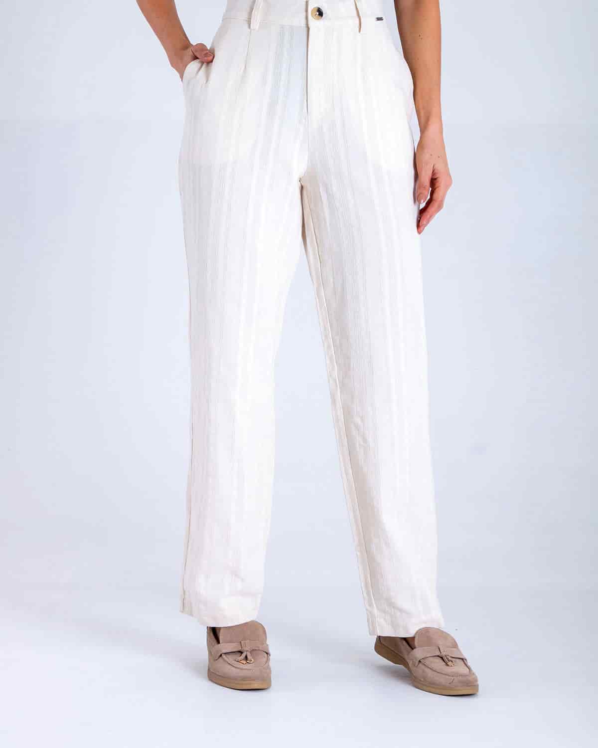Pantalon recto ivory para mujer - miniatura 1