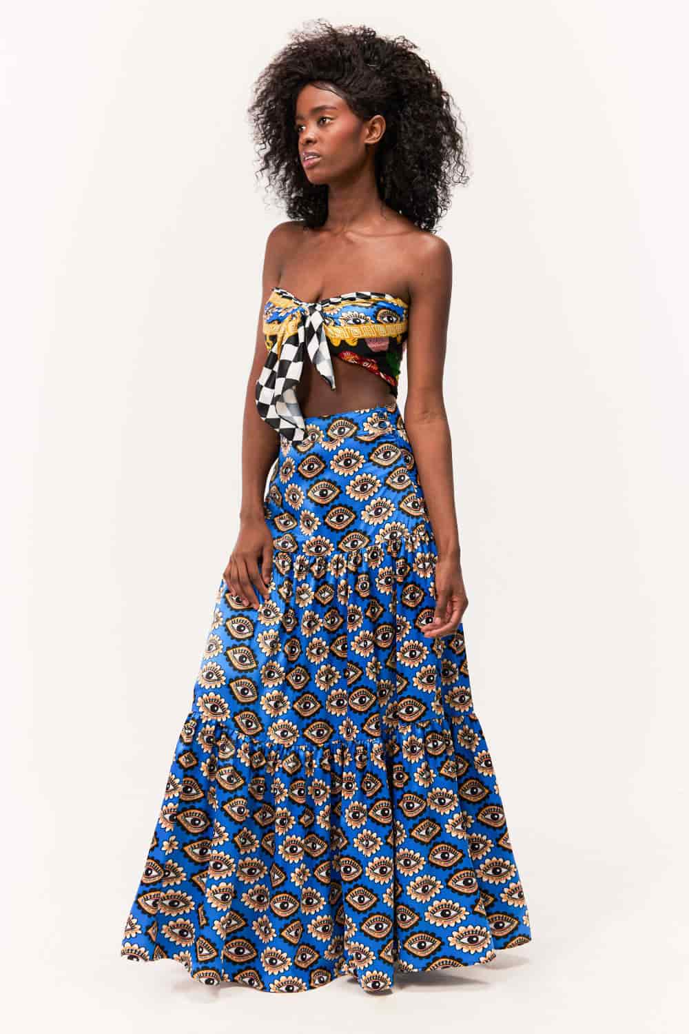 Maxi Falda / Estampado Ojos Sentido Precolombino - miniatura 4