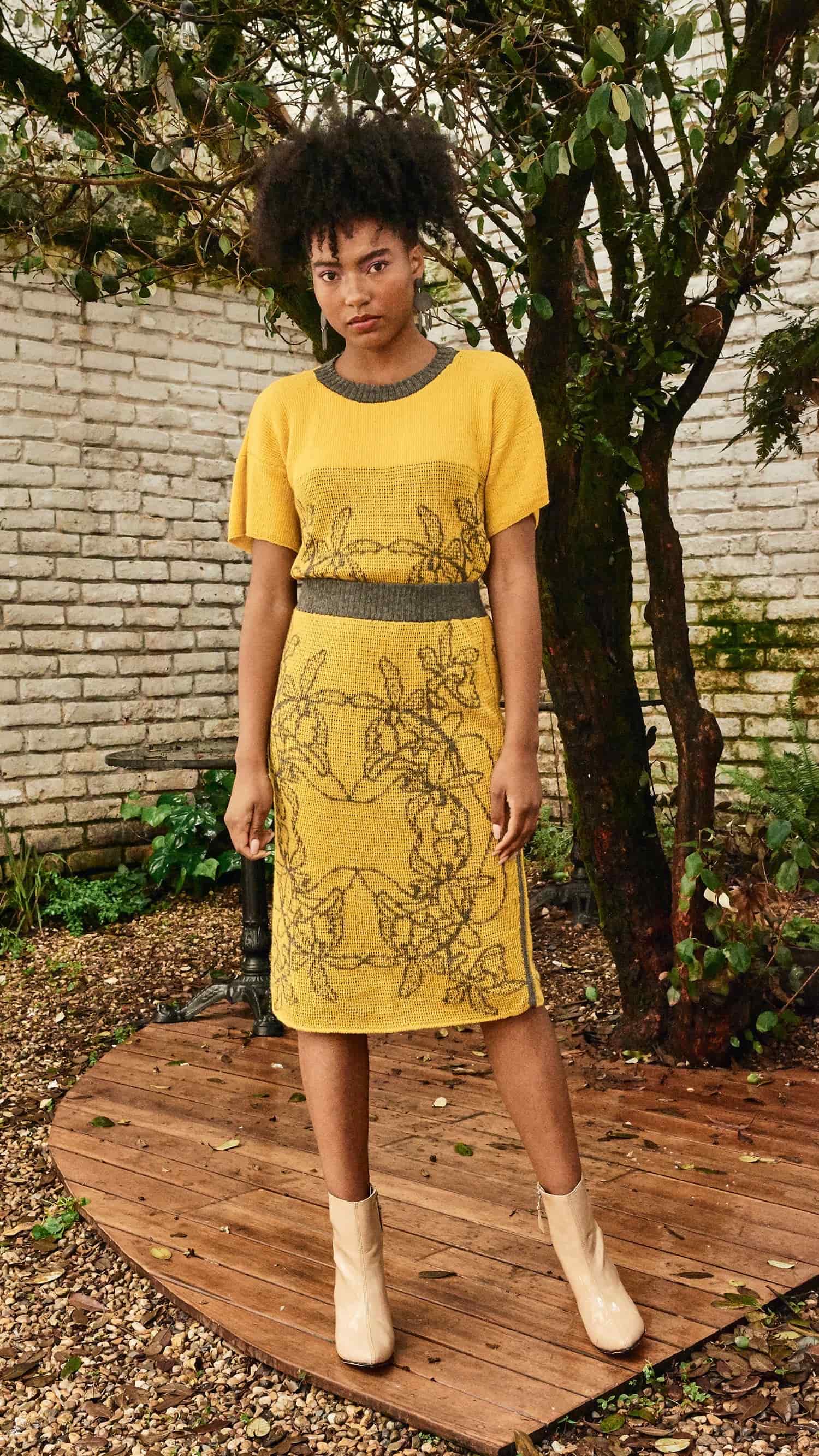Falda Orquídea Alpaca - Amarillo y gris - miniatura 2
