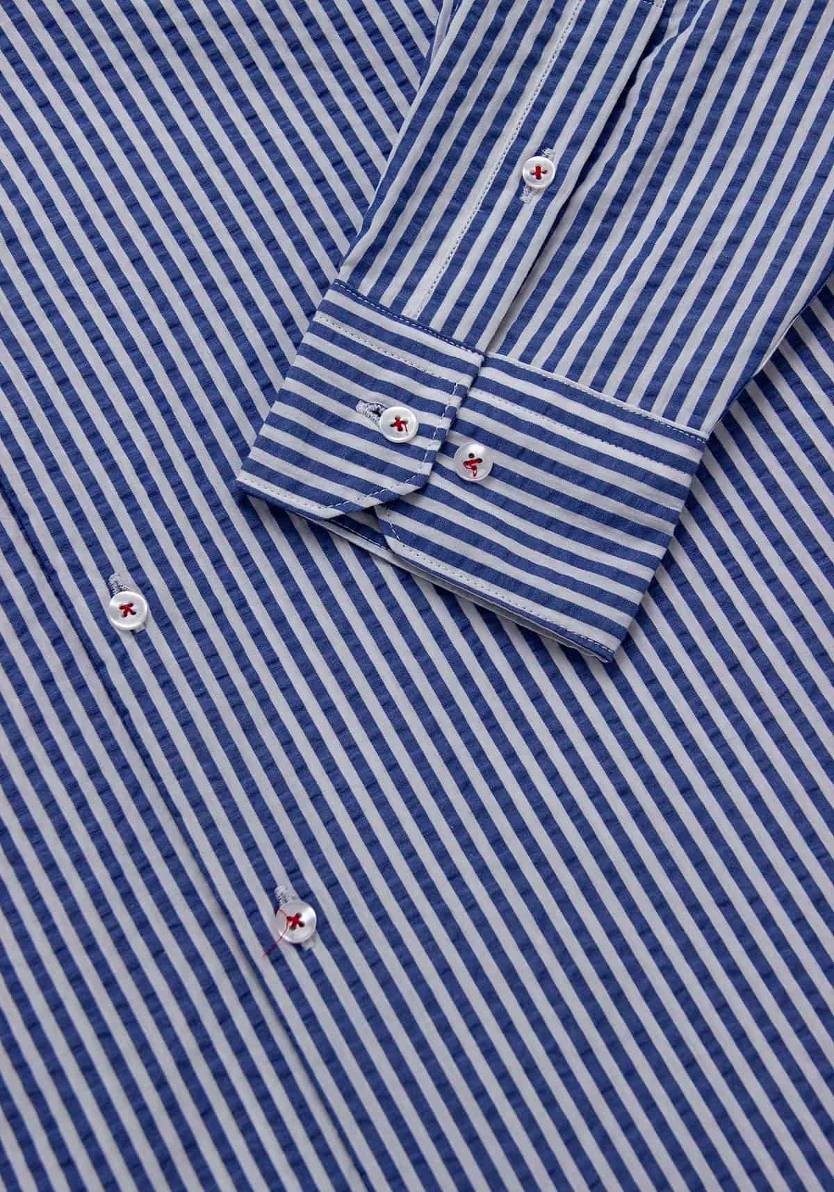 Camisa Seersucker Raya Candela Algodón Azul Medio - miniatura 3