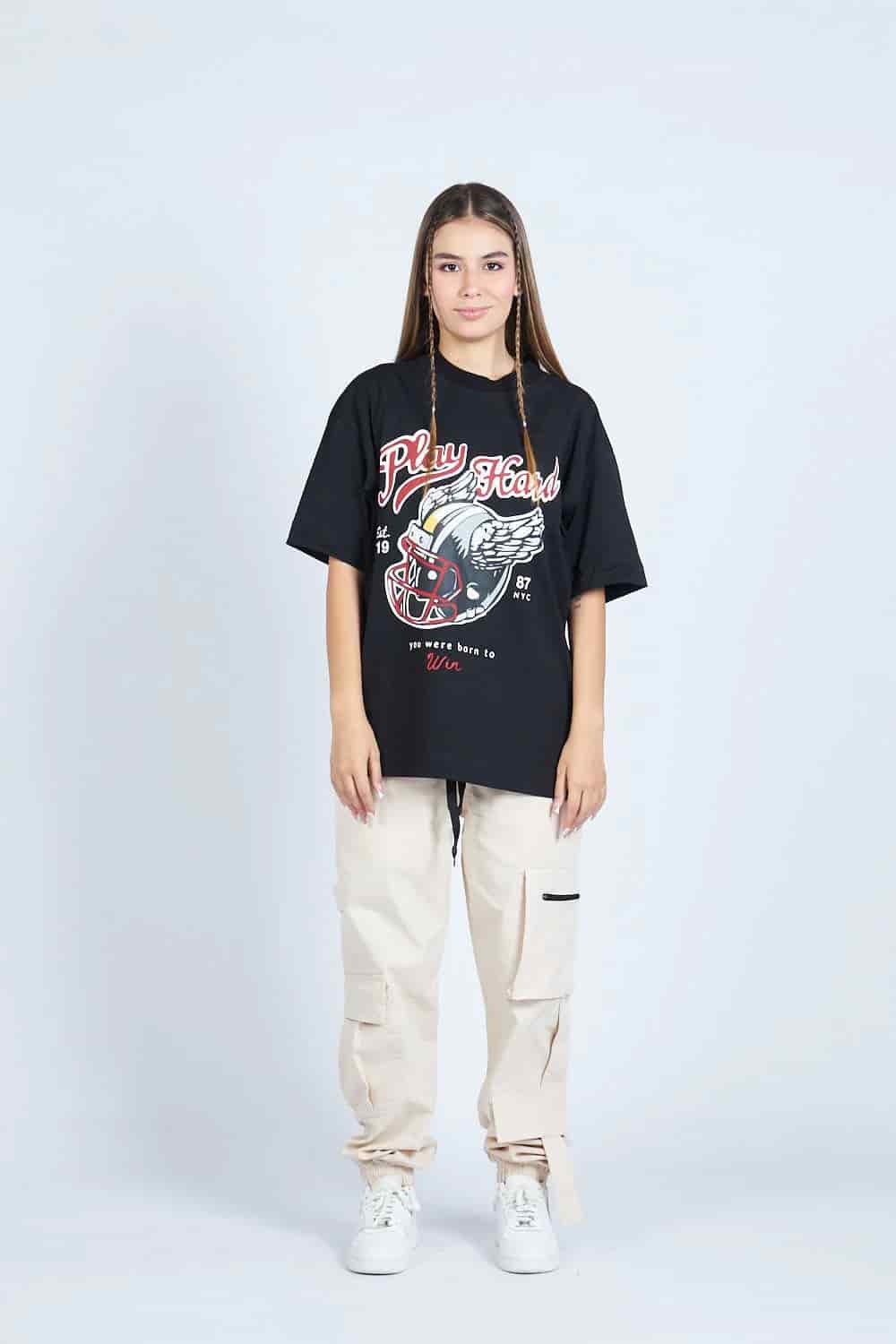 Camiseta oversize PLAY HARD NEGRO | DROP 03 | - miniatura 1