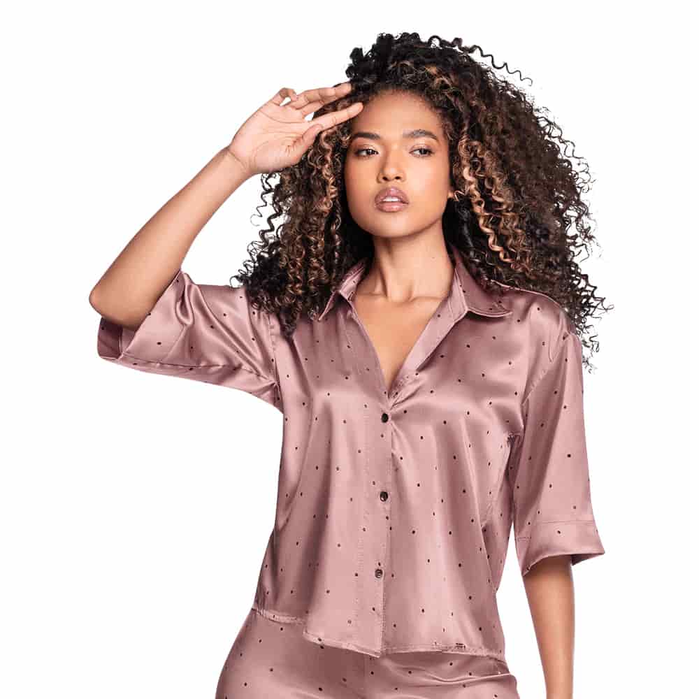 CAMISA DE PIJAMA EN SATÍN MANGA CORTA - miniatura 2