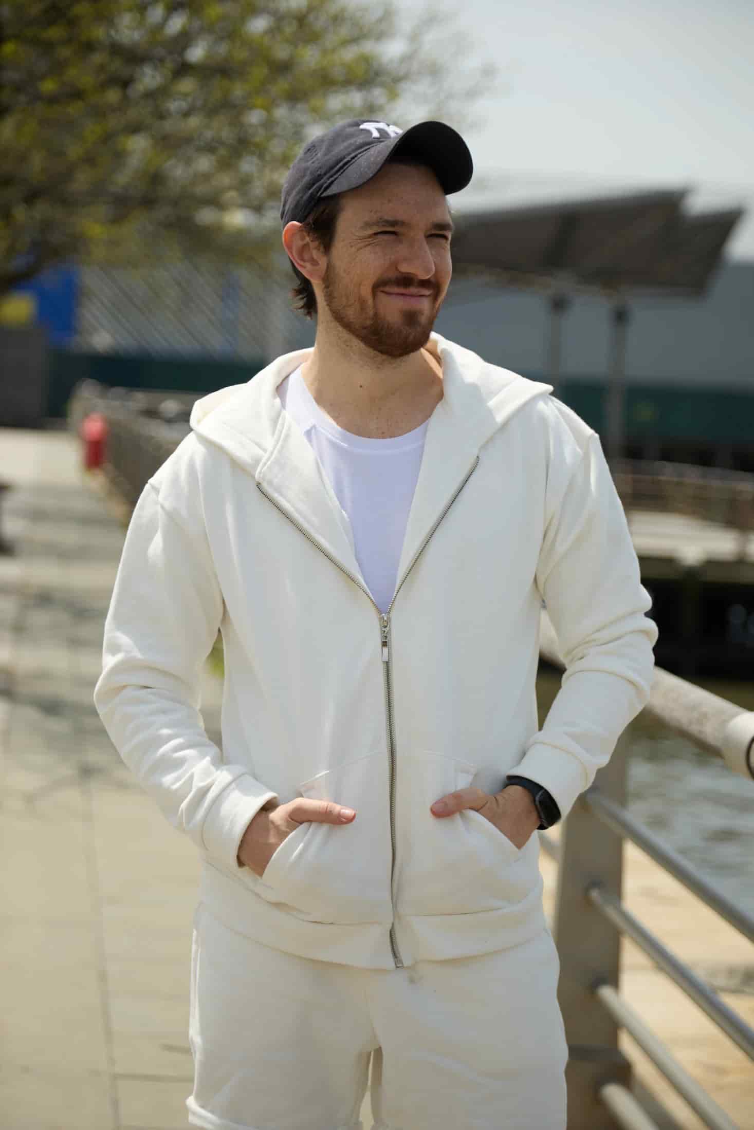 HOODIE DE CREMALLERA CREMA - UNISEX - miniatura 1