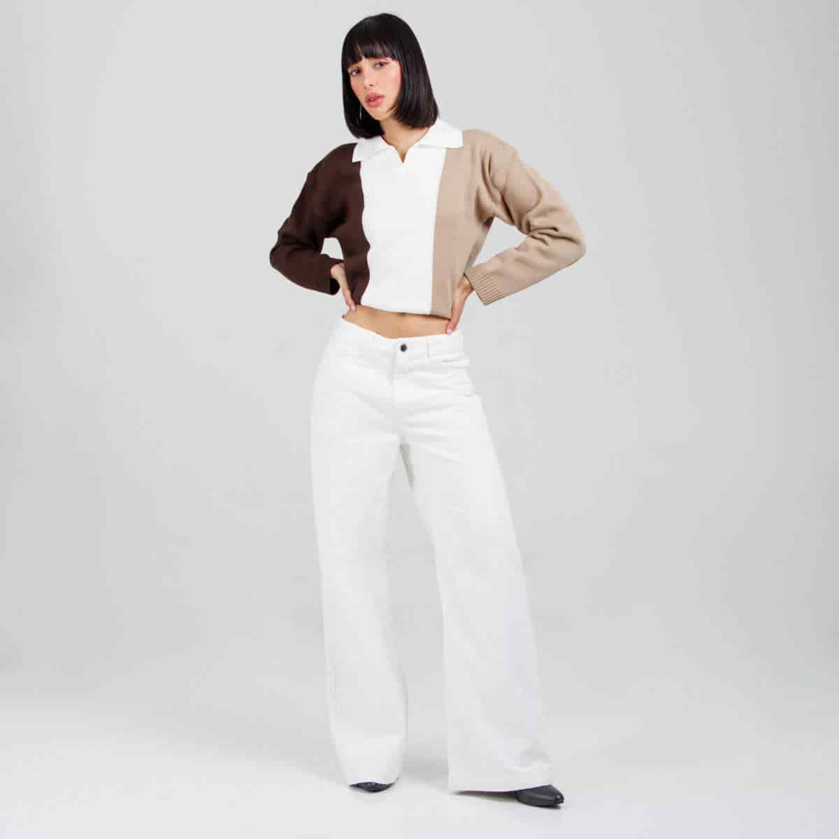 Jean Wide Leg Marfil ax-3150 Rigido Premium - miniatura 3