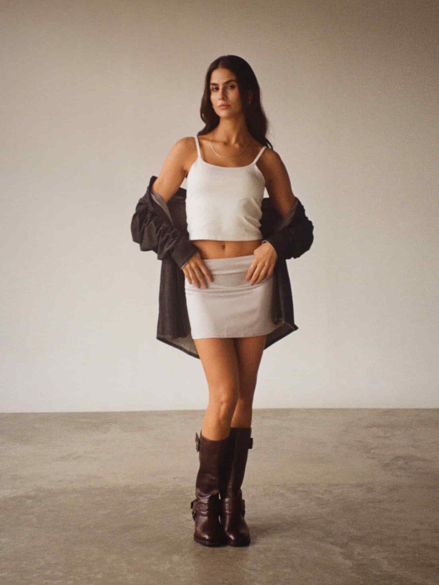 SATIN MINI SKIRT - SILVER - miniatura 11