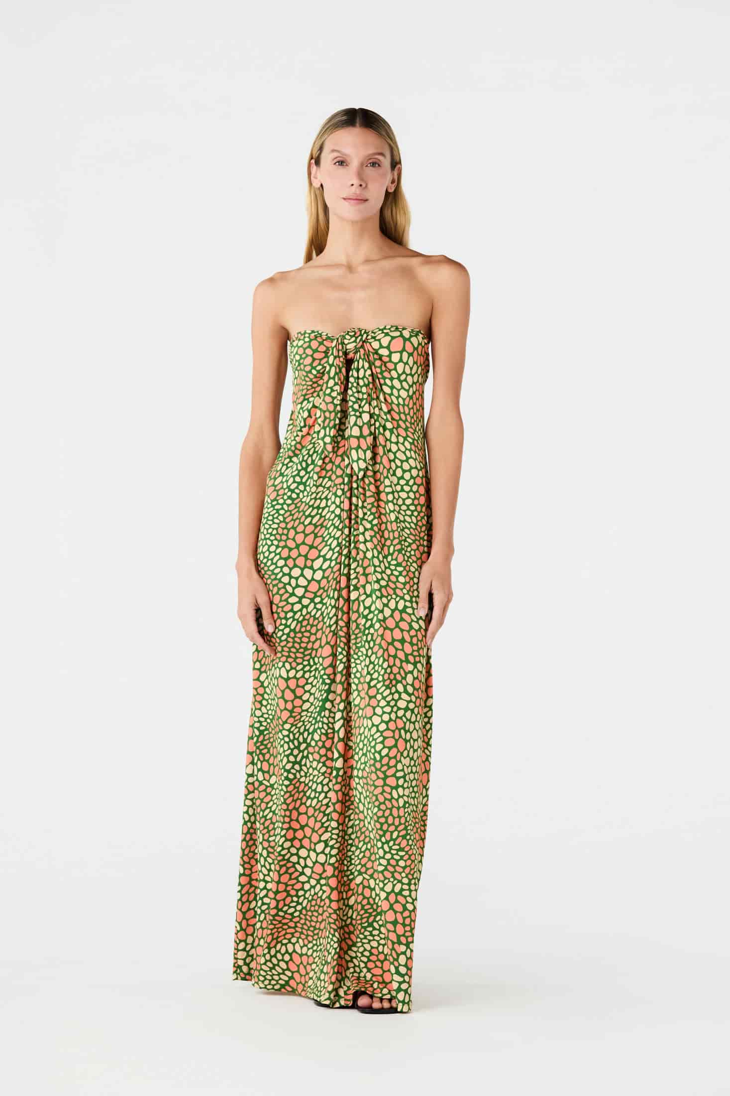 Carey Jersey Maxi Dress / Green Peach Animal Print - miniatura 5