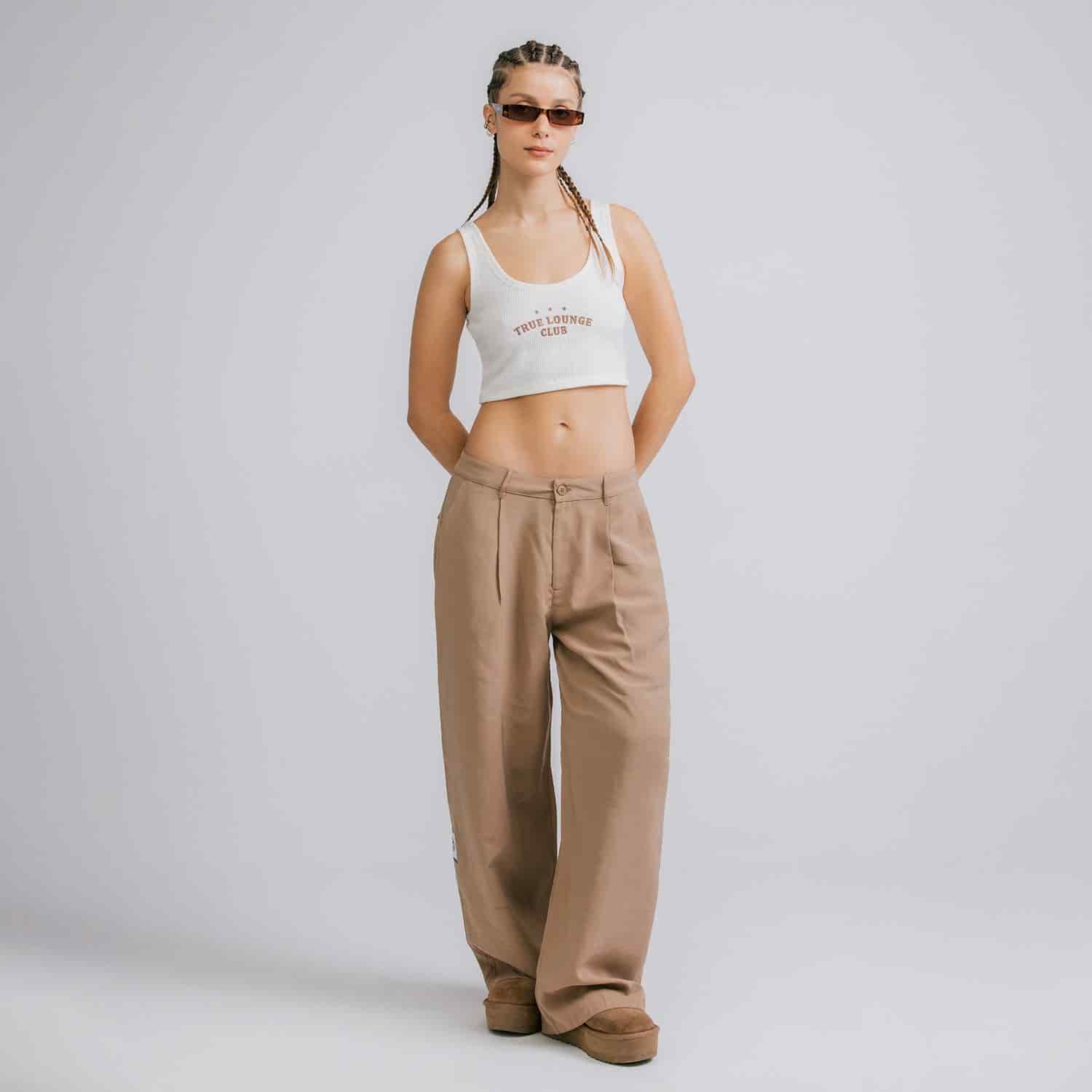 Wide Leg Trousers - Khaki - miniatura 2