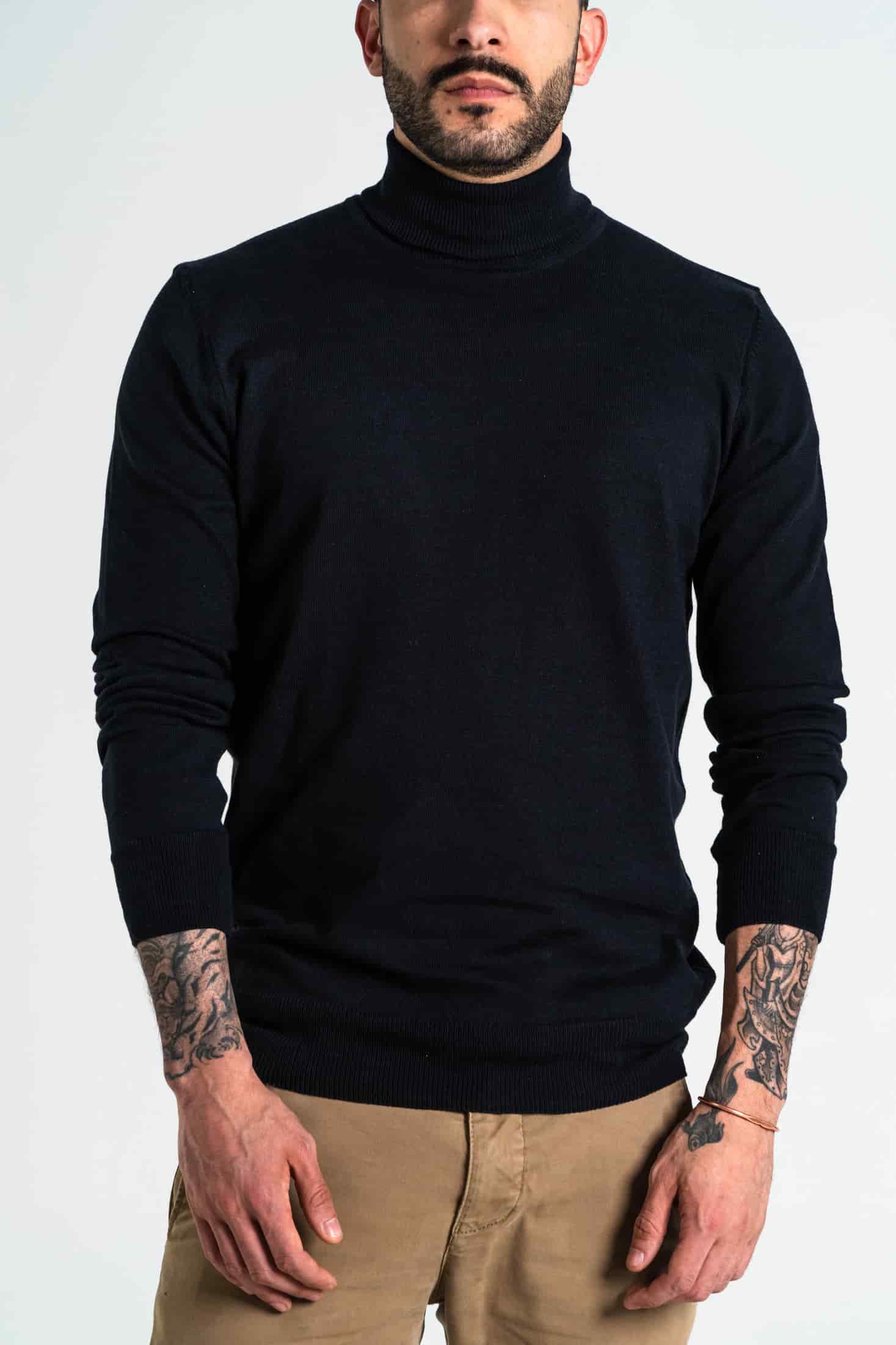 Jersey Cuello Alto Algodón Negro - miniatura 1