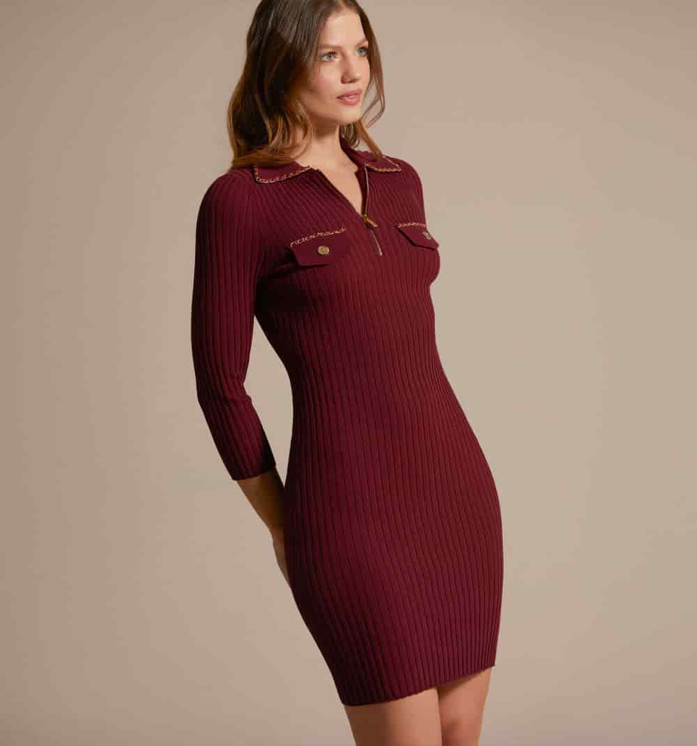 Vestido cuello polo manga 3/4 - miniatura 2