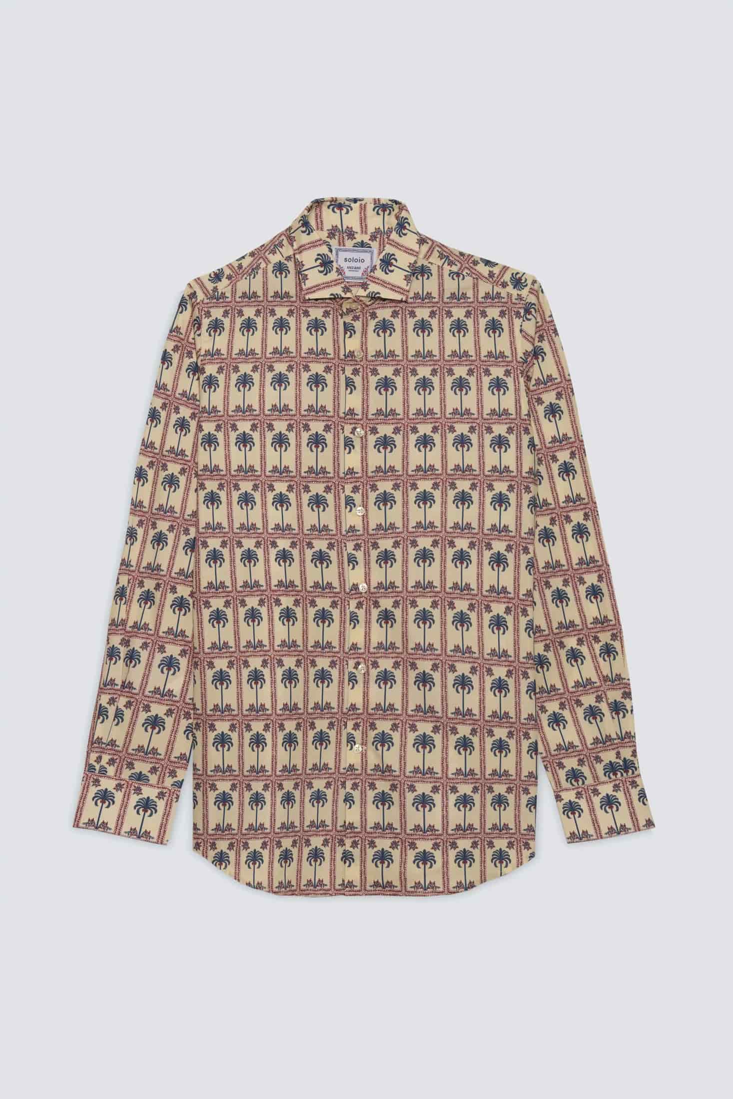 Men's cotton shirt beige tambour - miniatura 1
