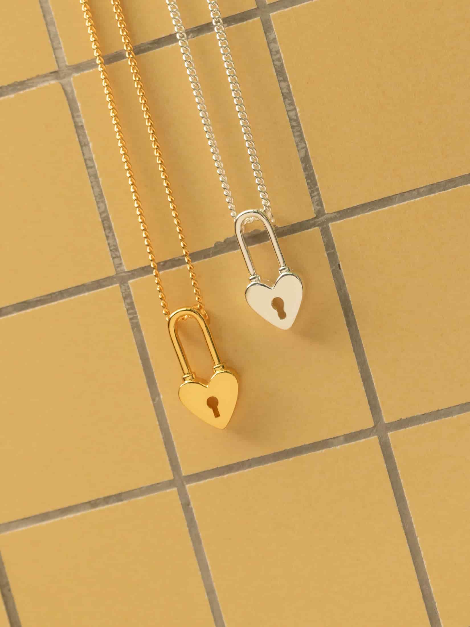 Collar Corazón Candado + Aretes - miniatura 1