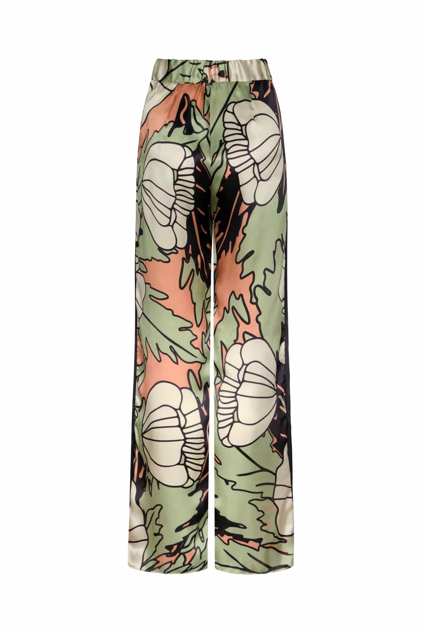 Santo Tomas Satin Silk Pants / Sage Gladiolos Garden - miniatura 3