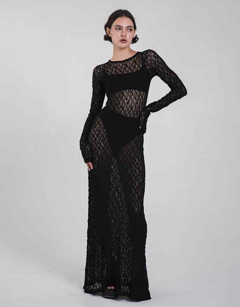 VITTORIA BLACK LACE DRESS - miniatura 1