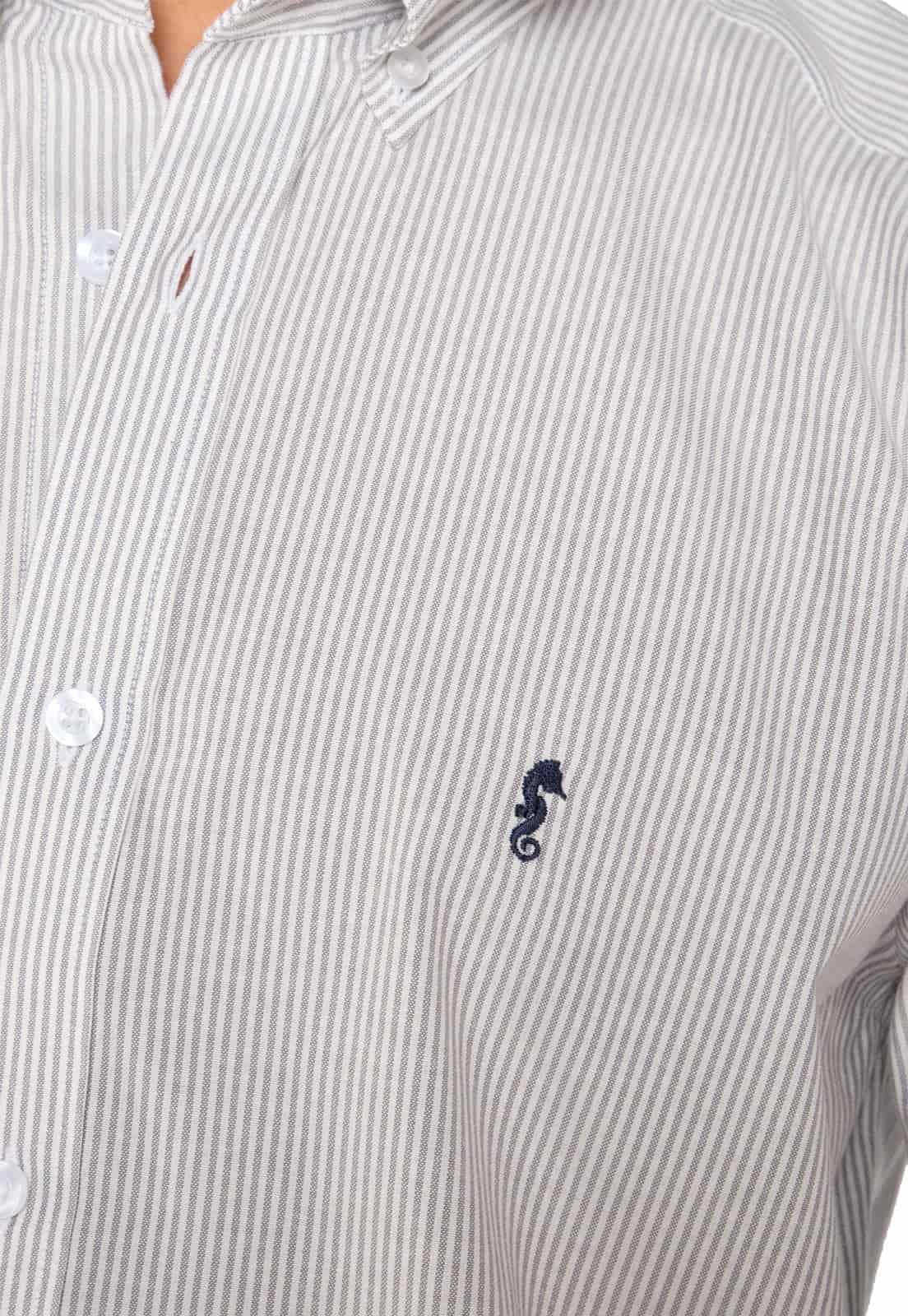 Camisa Manga Larga Oxford Rayas Grises - miniatura 2